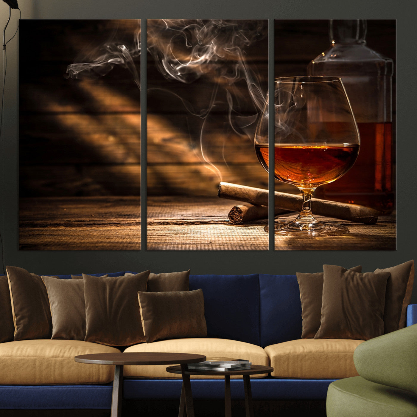 MGV-CV-48X32-3P - Whiskey and Cigar Wall Art Canvas Print