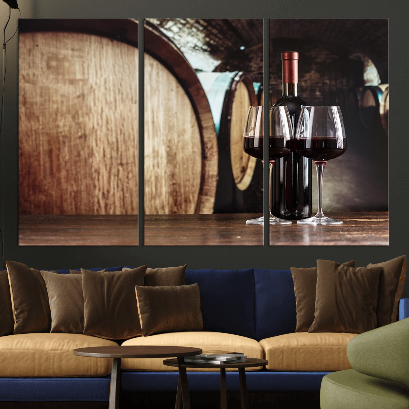 MGV-CV-48X32-3P - Wine and Barrel Wall Art Canvas Print