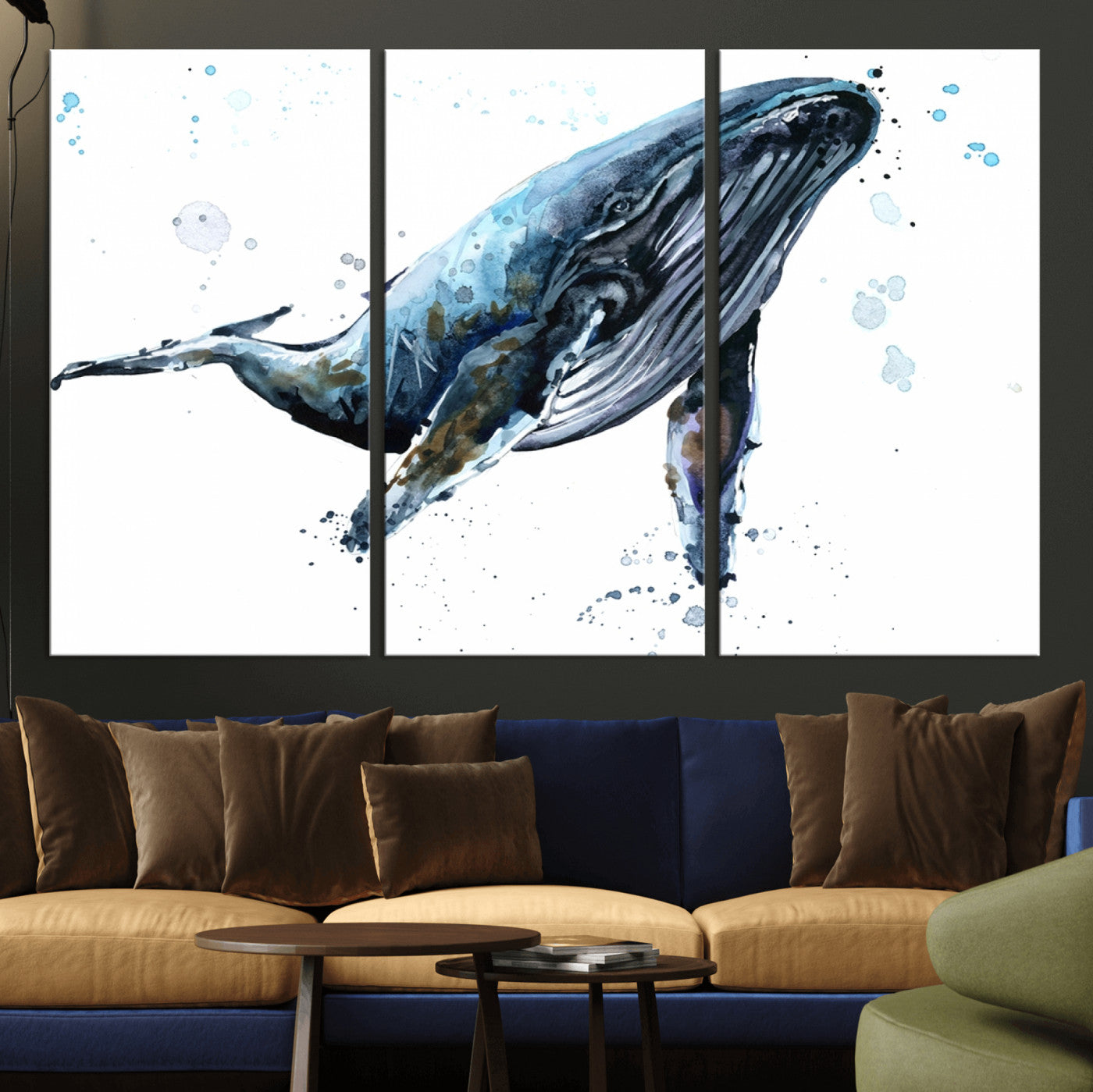 58370-MGV-CV-36X24-Watercolor Whale Wall Art Canvas Print