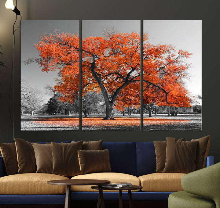 Orange Autumn Tree Canvas Wall Art Print: vibrant fall tree art on canvas.