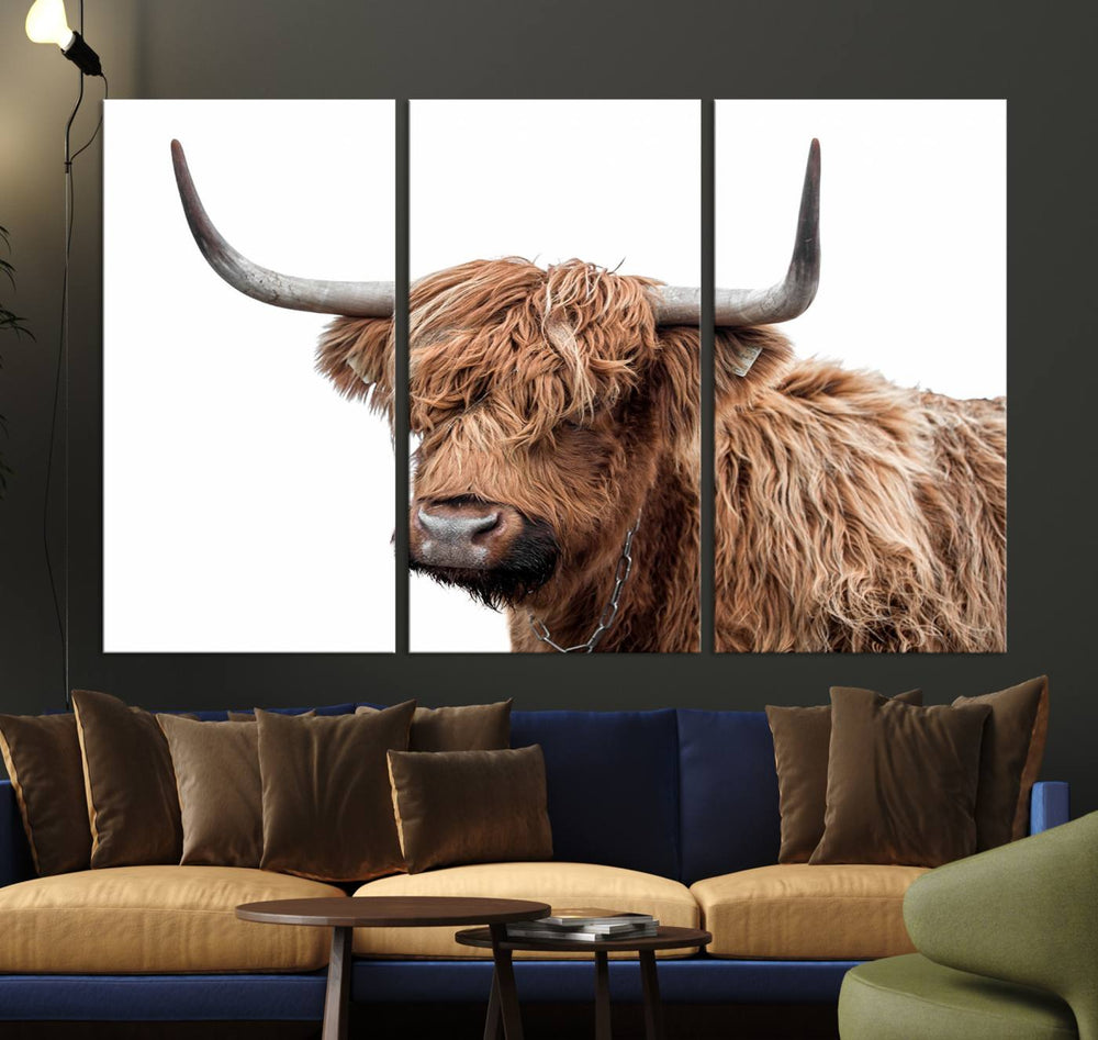 Self Portrait of Highland Cow Canvas Wall Art Print with UV coating.