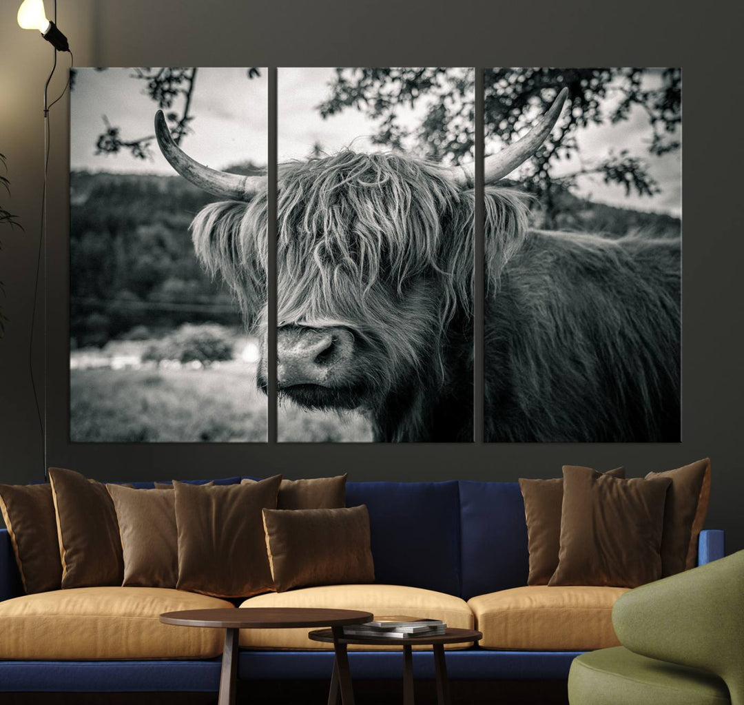 The Highland Cow Wall Art Canvas Print is displayed.