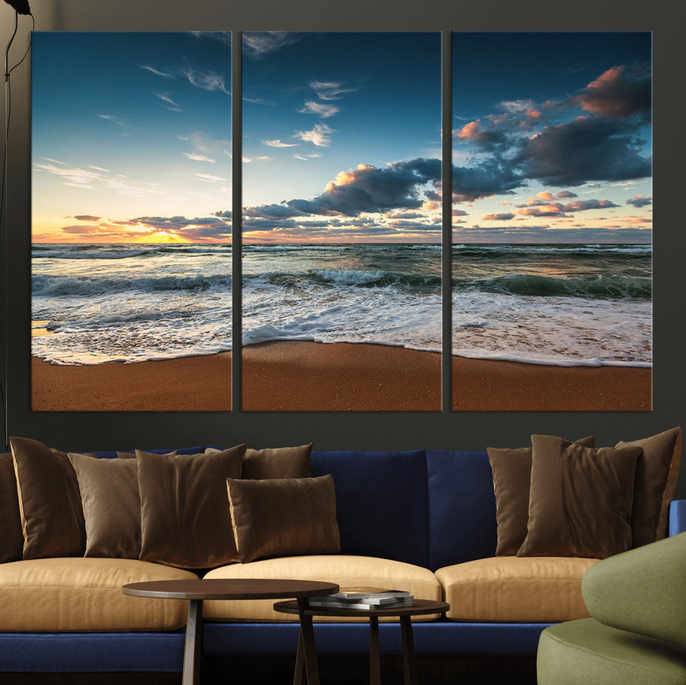 58103-MGV-CV-36X24-Ocean Beach Wall Art Canvas Print Sunset Artwork Print Coastal Wall Art