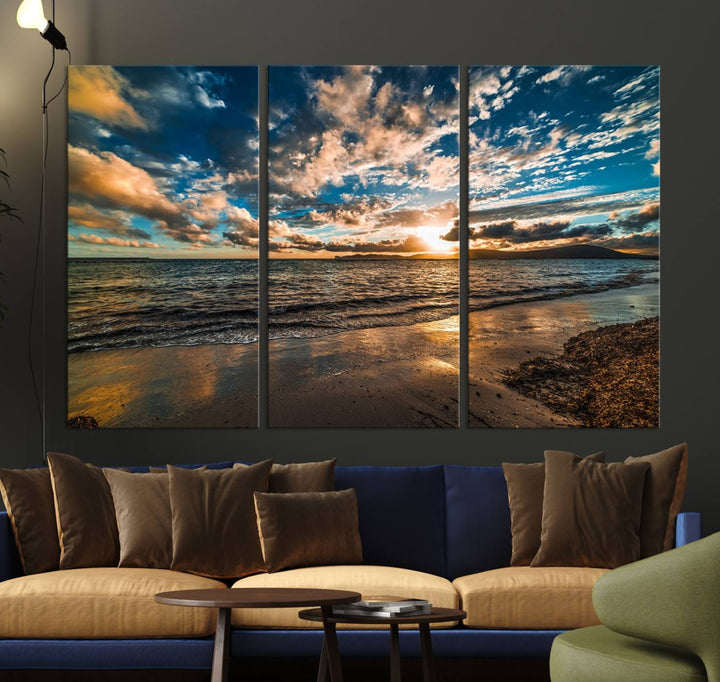 Beach Wall Art - Ocean Sunset Canvas.