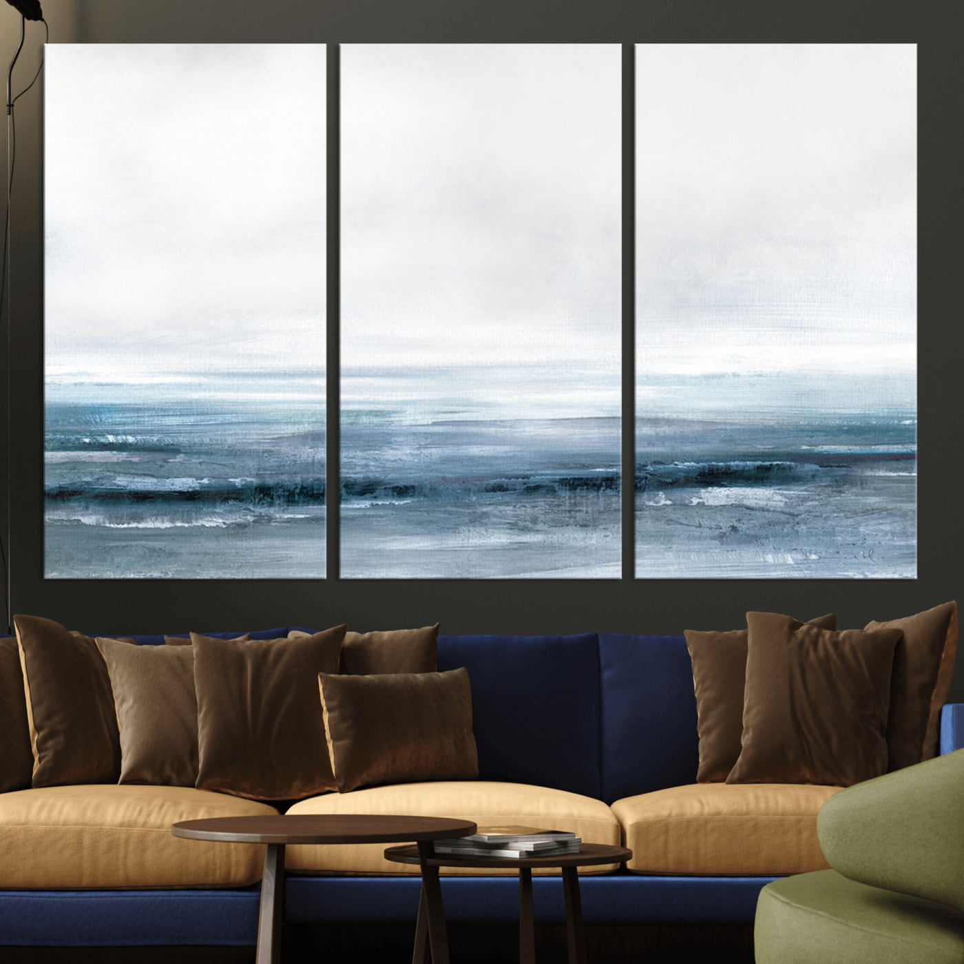 MGV-CV-48X32-3P - Blue Ocean Abstract Artwork Wall Art Canvas Print