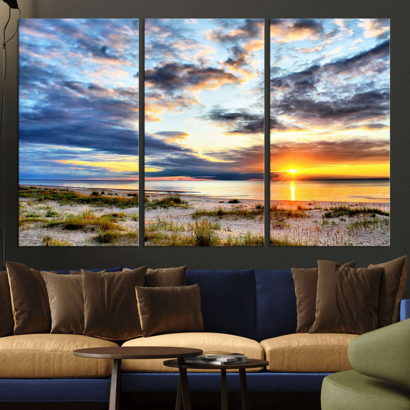 MGV-CV-48X32-3P - Sunset On The Ocean Wall Art Canvas Print