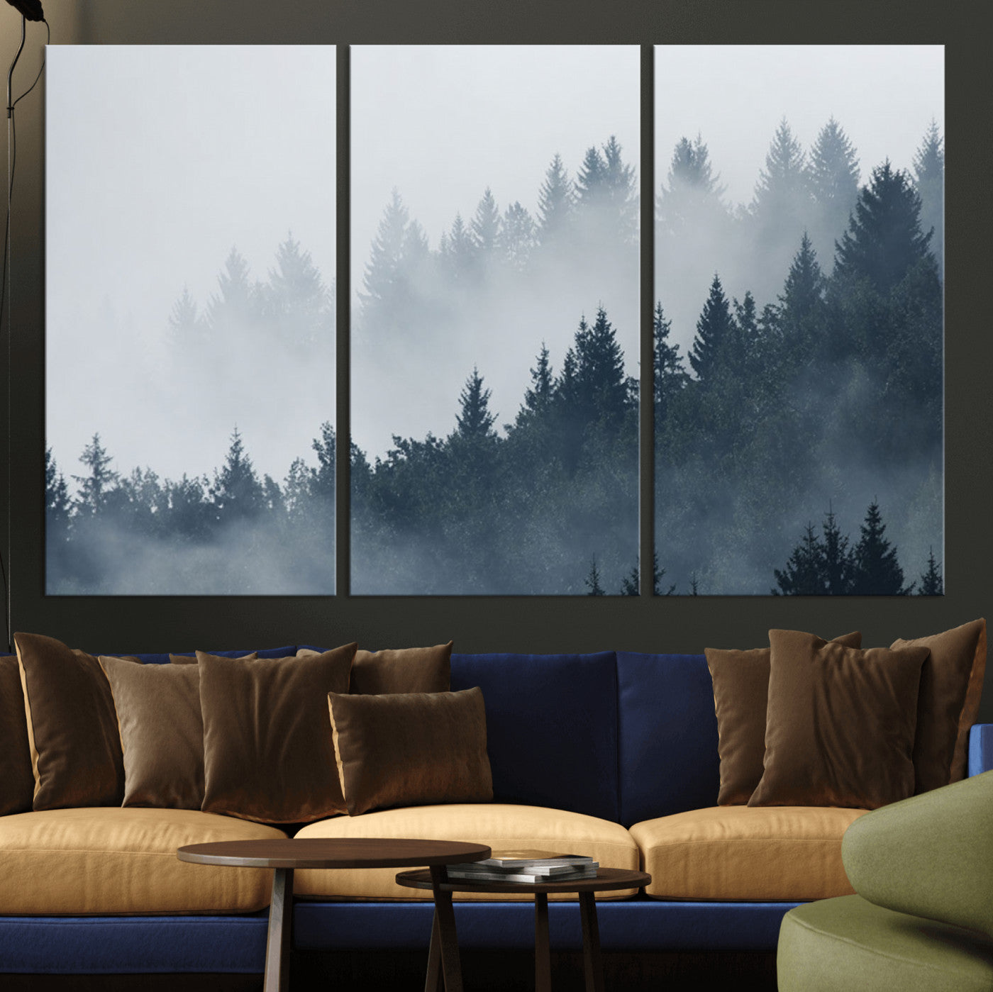 MGV-CV-48X32-3P - Foggy Pine Forest Wall Art Canvas Print