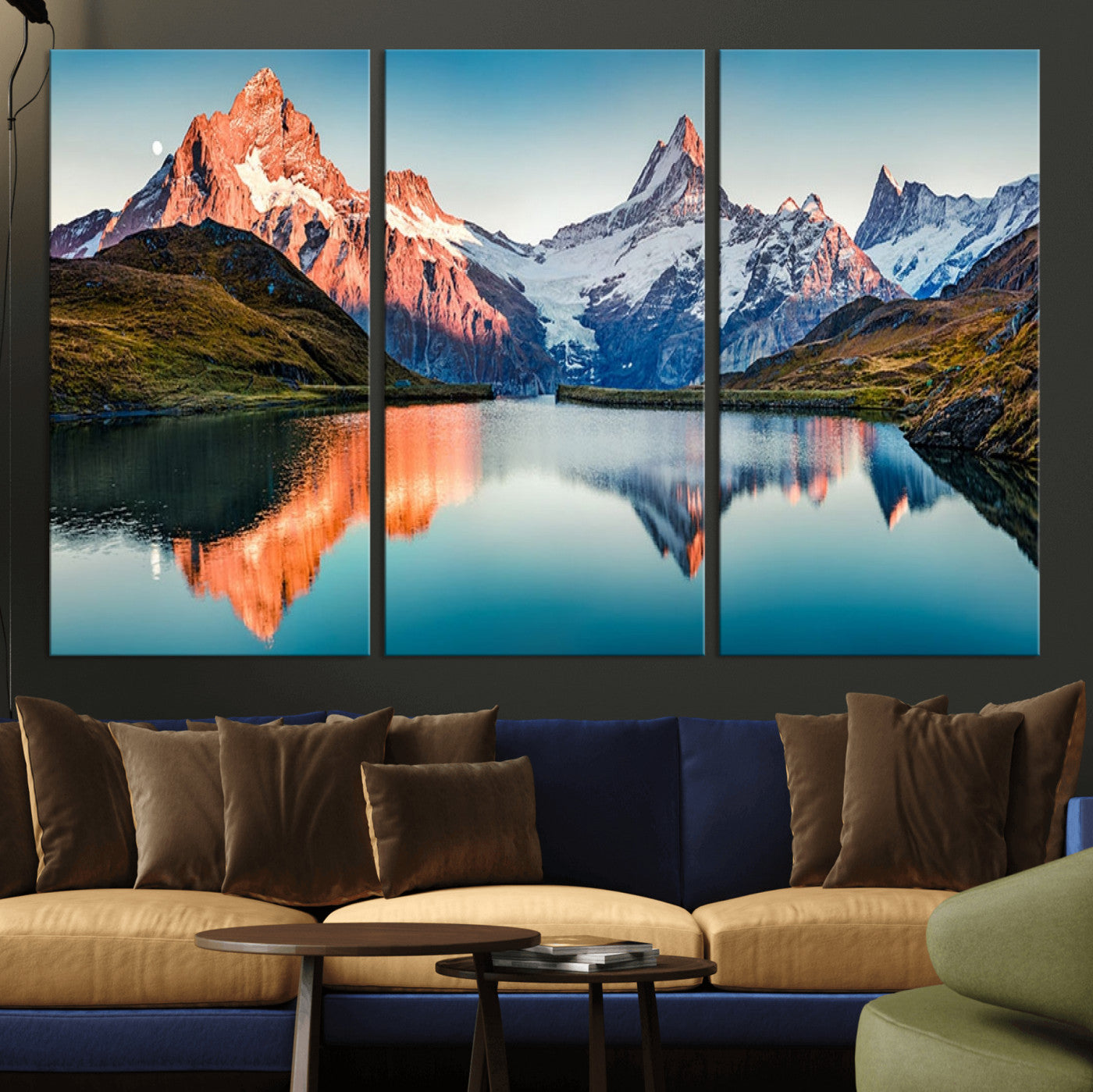 MGV-CV-48X32-3P - Landscape Mountain and Lake View Wall Art Canvas Print