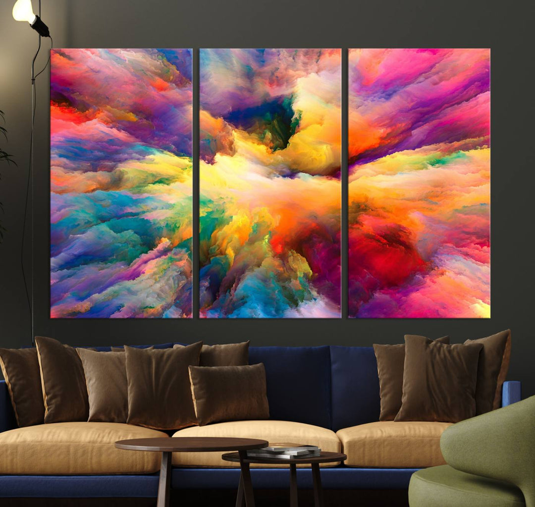 Blazing Vibrant Colors Cloud-like Wall Art Canvas Print adds flair to the space.