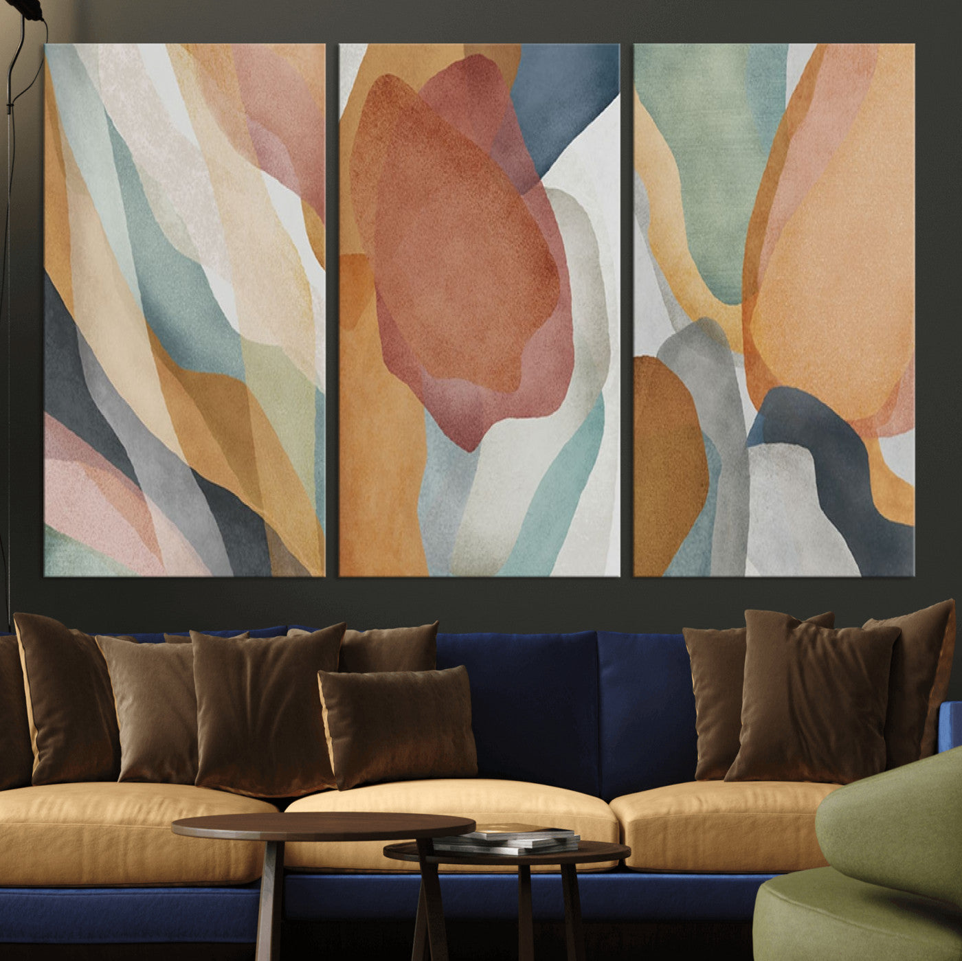 MGV-CV-48X32-3P - Boho Wall Art Canvas Print Set, Watercolor Boho Wall Art Canvas