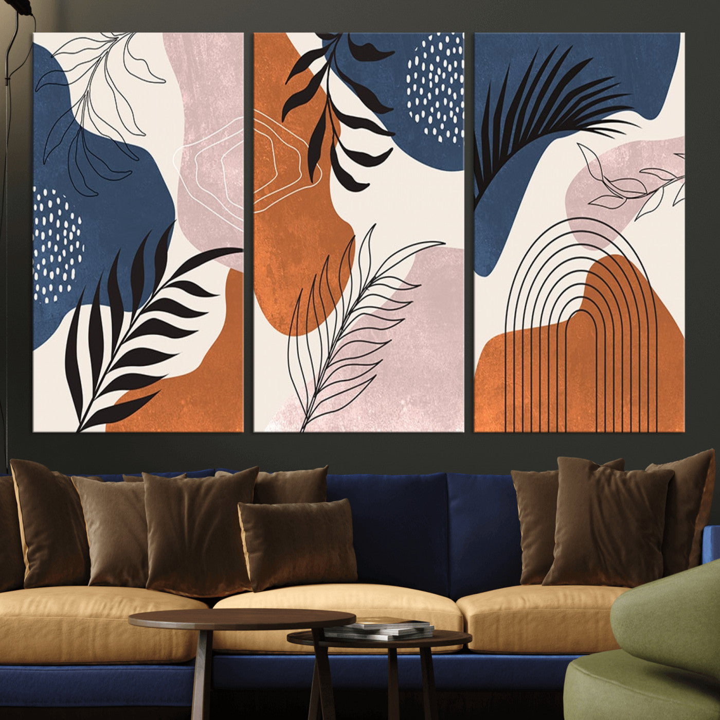 MGV-CV-48X32-3P - Boho Wall Art Canvas Print Set Mid-Century Prints Bohemian Wall Artwork Prints Boho Neutral,