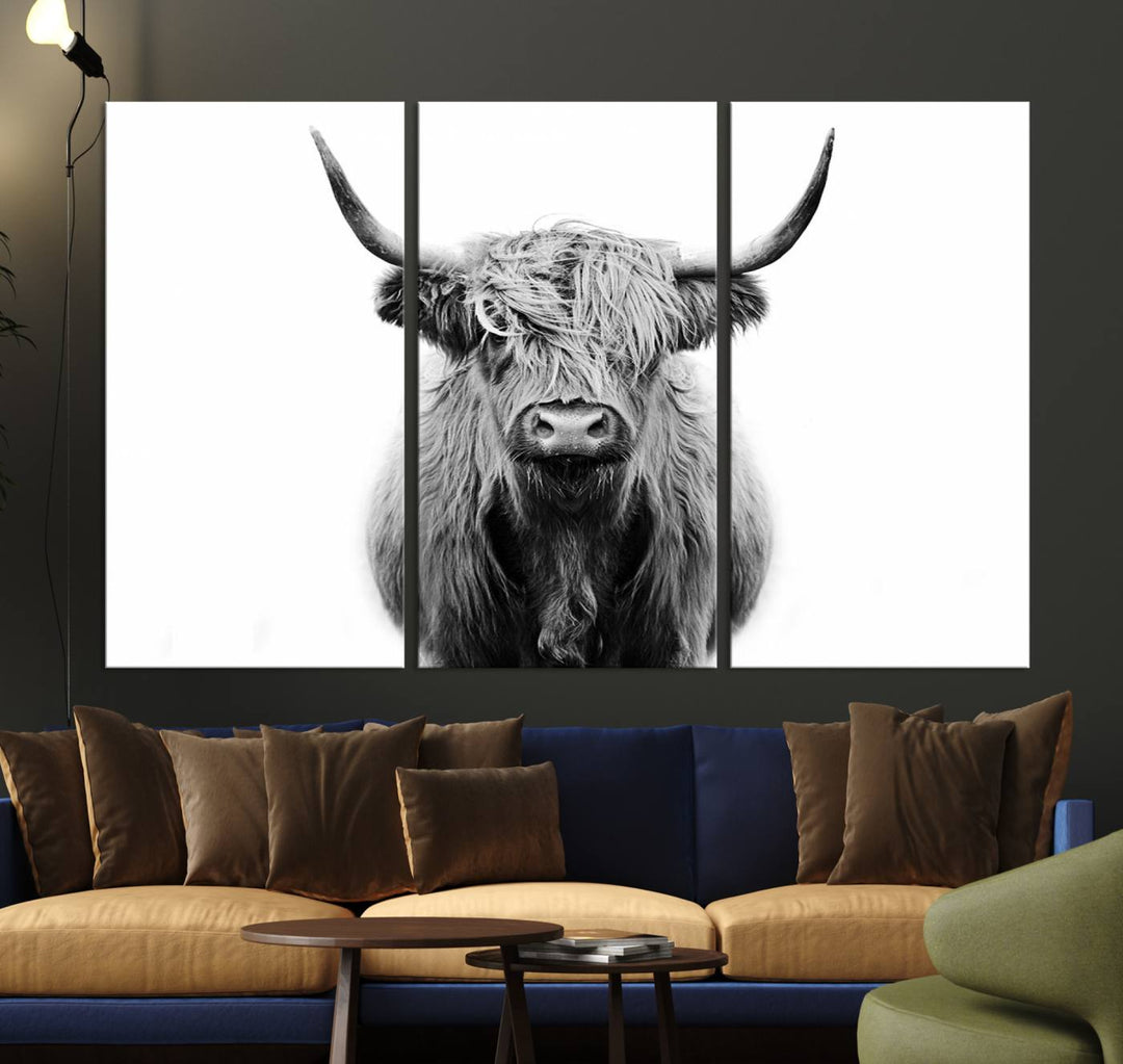 Highland Cow Canvas hanging prominently.