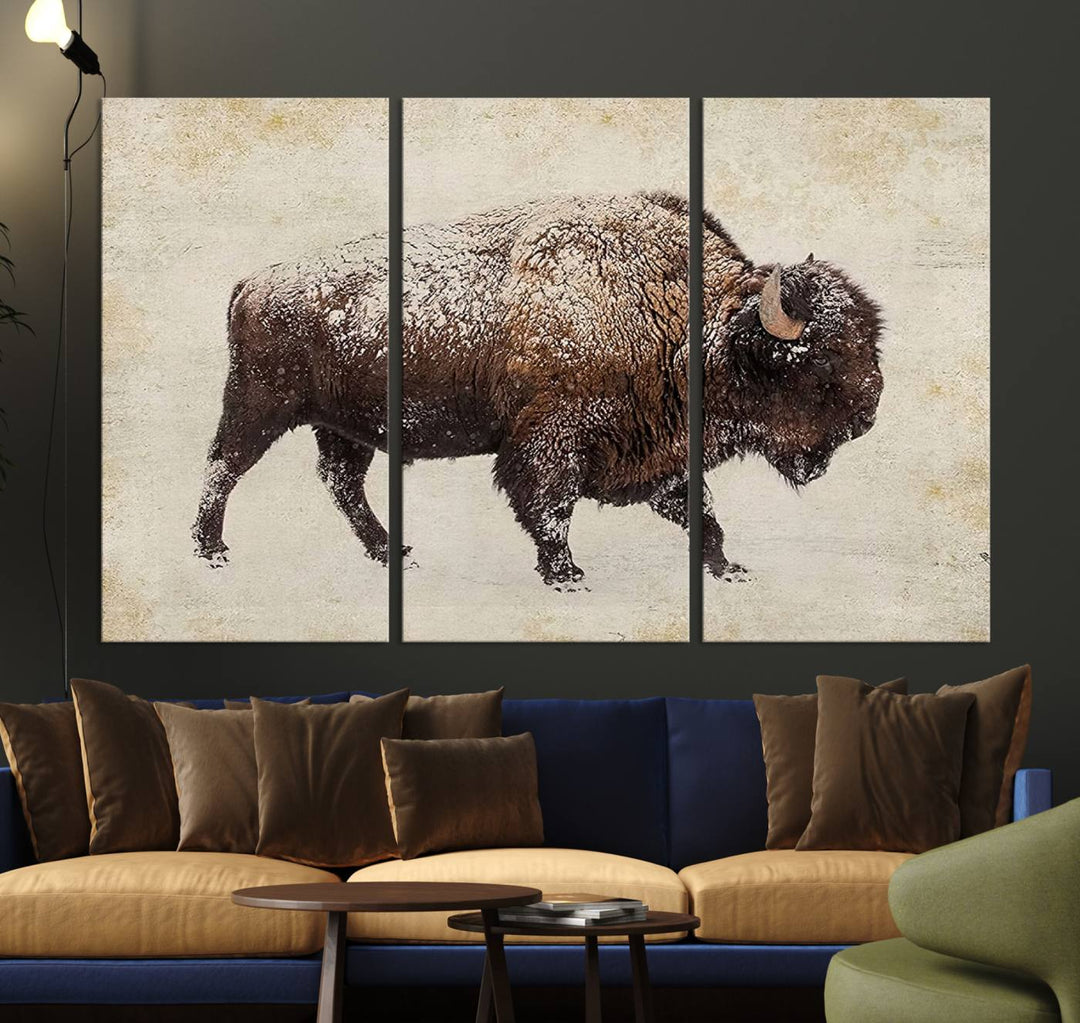 Buffalo Wall Art above a sideboard.