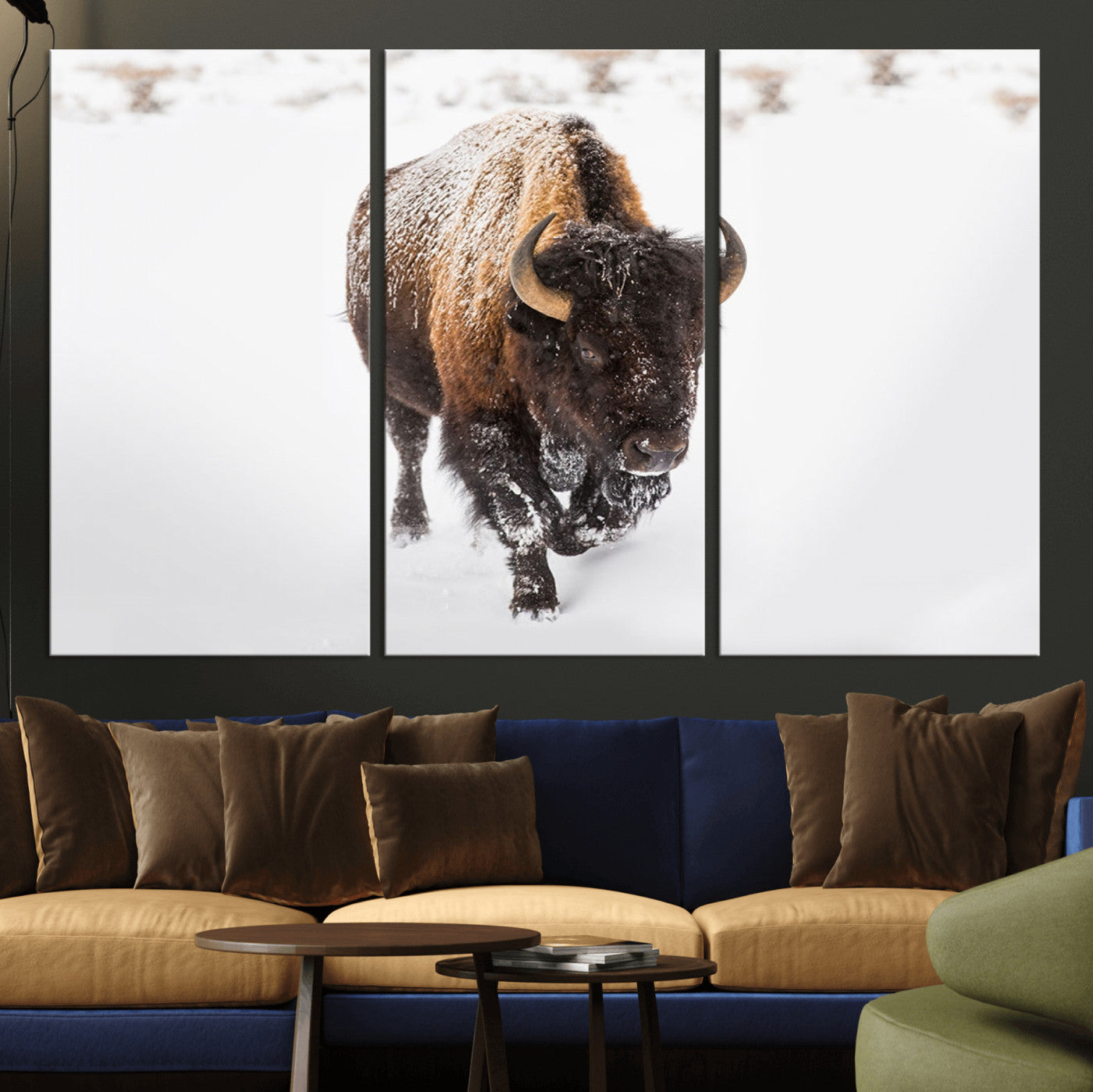 MGV-CV-48X32-3P - Bison Winter Wall Art Canvas Print For Farmhouse Decor