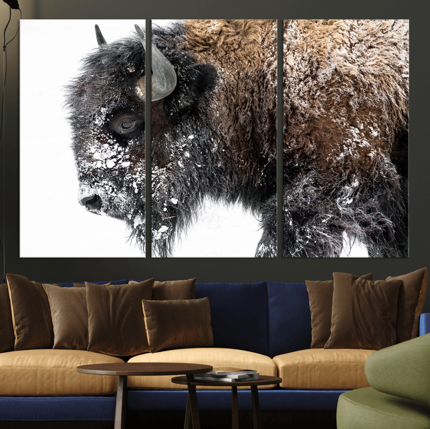 24304-MGV-CV-36X24-American Bison Wall Art Print – Majestic Buffalo Canvas Print, Framed Wildlife Wall Decor for Living Room or Office