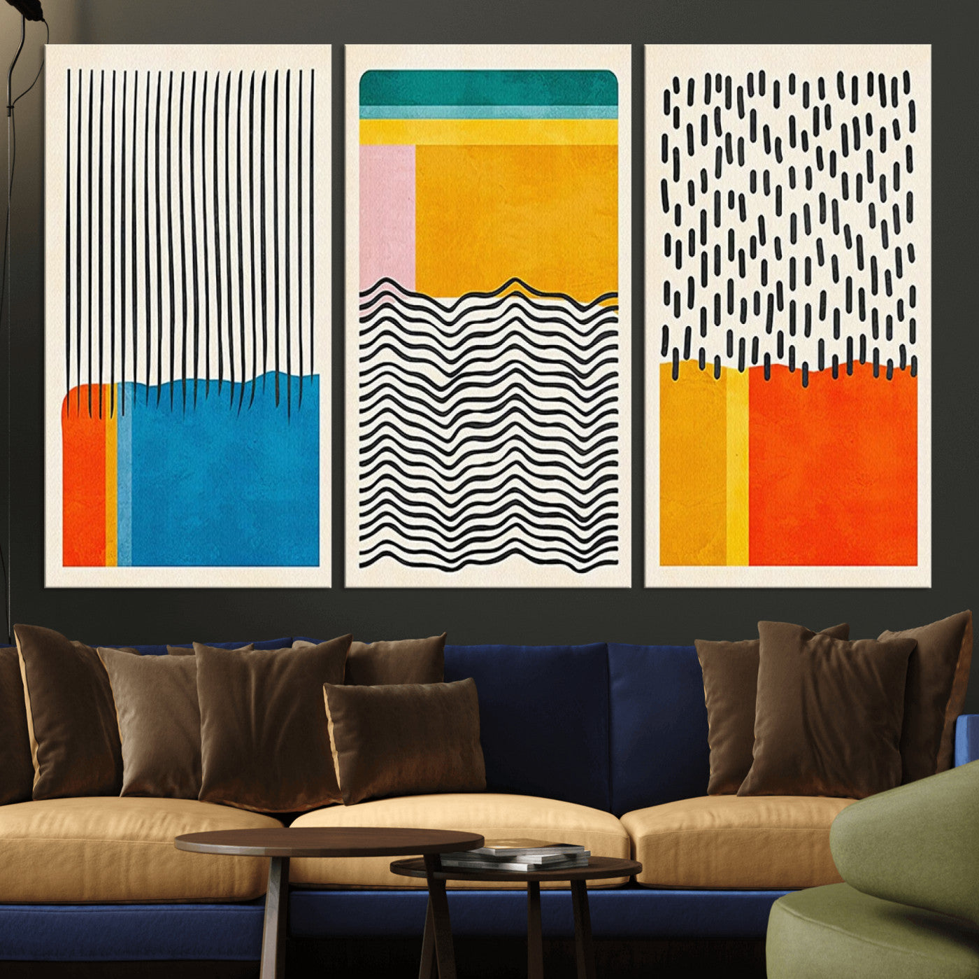 MGV-CV-48X32-3P - Canvas Print Wall Art Abstract Illustrs Art Boho, Framed Abstract Boho Art