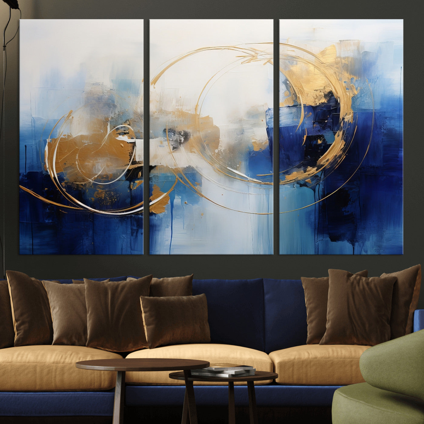 52314-MGV-CV-36X24-Navy Blue Abstract Wall Art Canvas Print