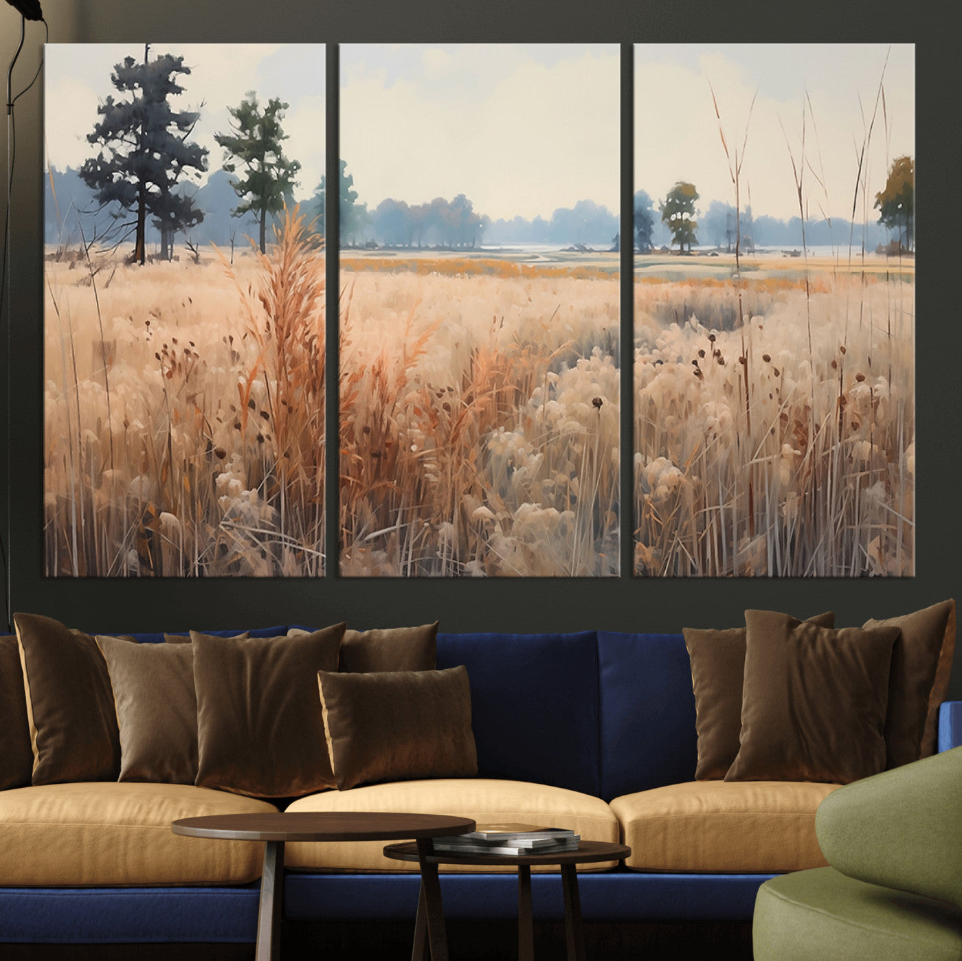 -Golden Fields Canvas Wall Art Print – Serene Landscape of Nature’s Tranquility in Minimalist Modern