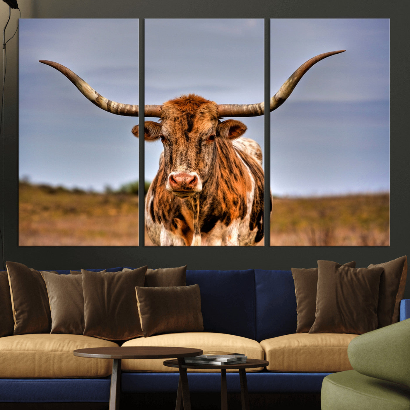18594-MGV-CV-36X24-Texas Longhorn Wall Art Print, Framed Longhorn Cow Wall Art