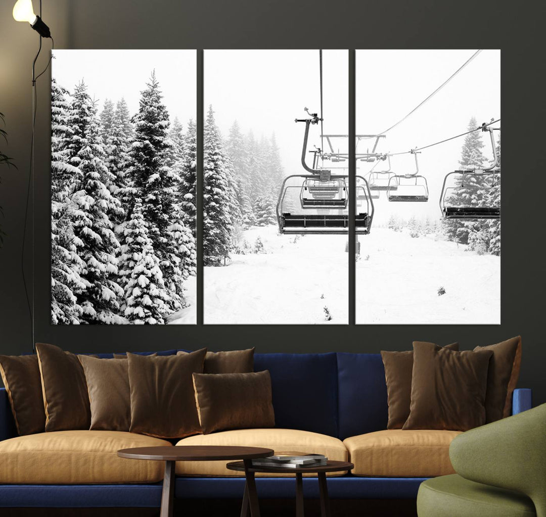 The winter decor features a Ski Lift Wall Art Canvas Print.