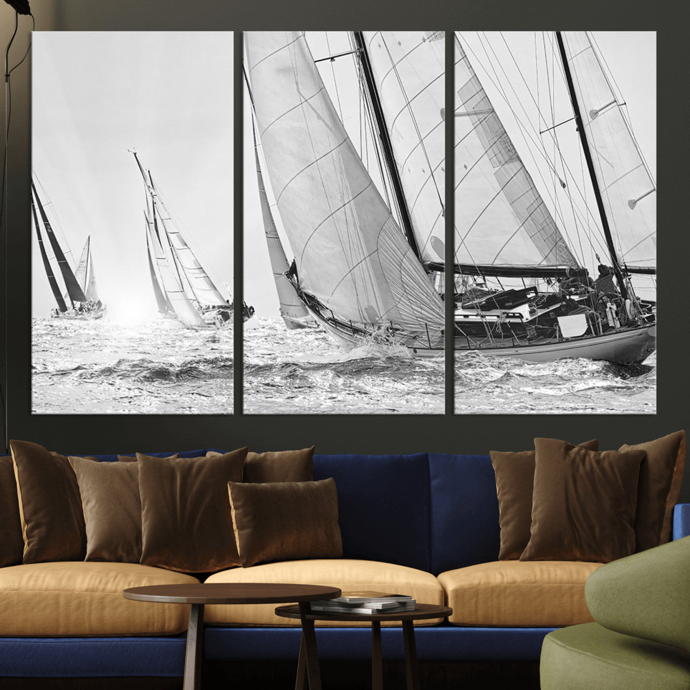 MGV-CV-48X32-3P - Yacht Sailboat Regatta Canvas Wall Art Canvas Print