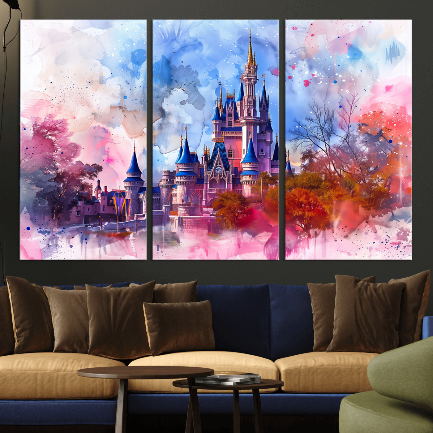 MGV-CV-48X32-3P - Disney Wall Art: Dreamy Watercolor Cinderella Castle Canvas Print