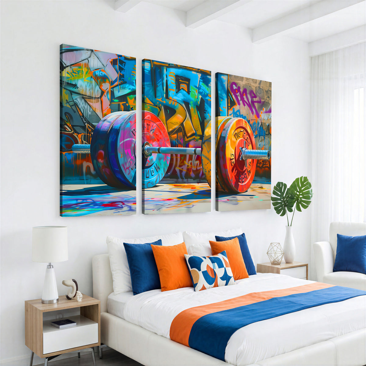 70871-MGV-CV-36X24 - Fitness Gym Barbell Graffiti Wall Art Canvas Print