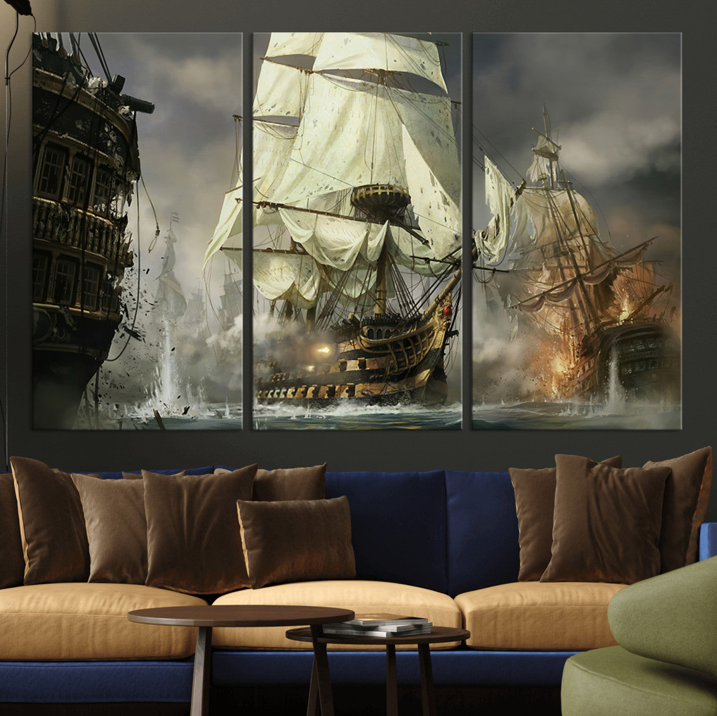 MGV-CV-48X32-3P - Pirate Ship War Wall Art Canvas Print