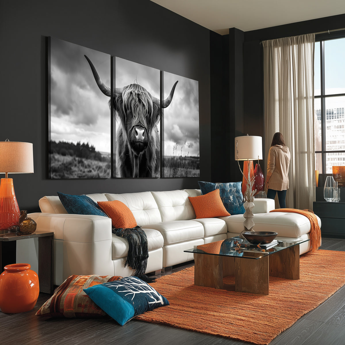 17924-_Poster-30x20 - Scottish Cow Wall Art Canvas Print, Longhorn Wall Art