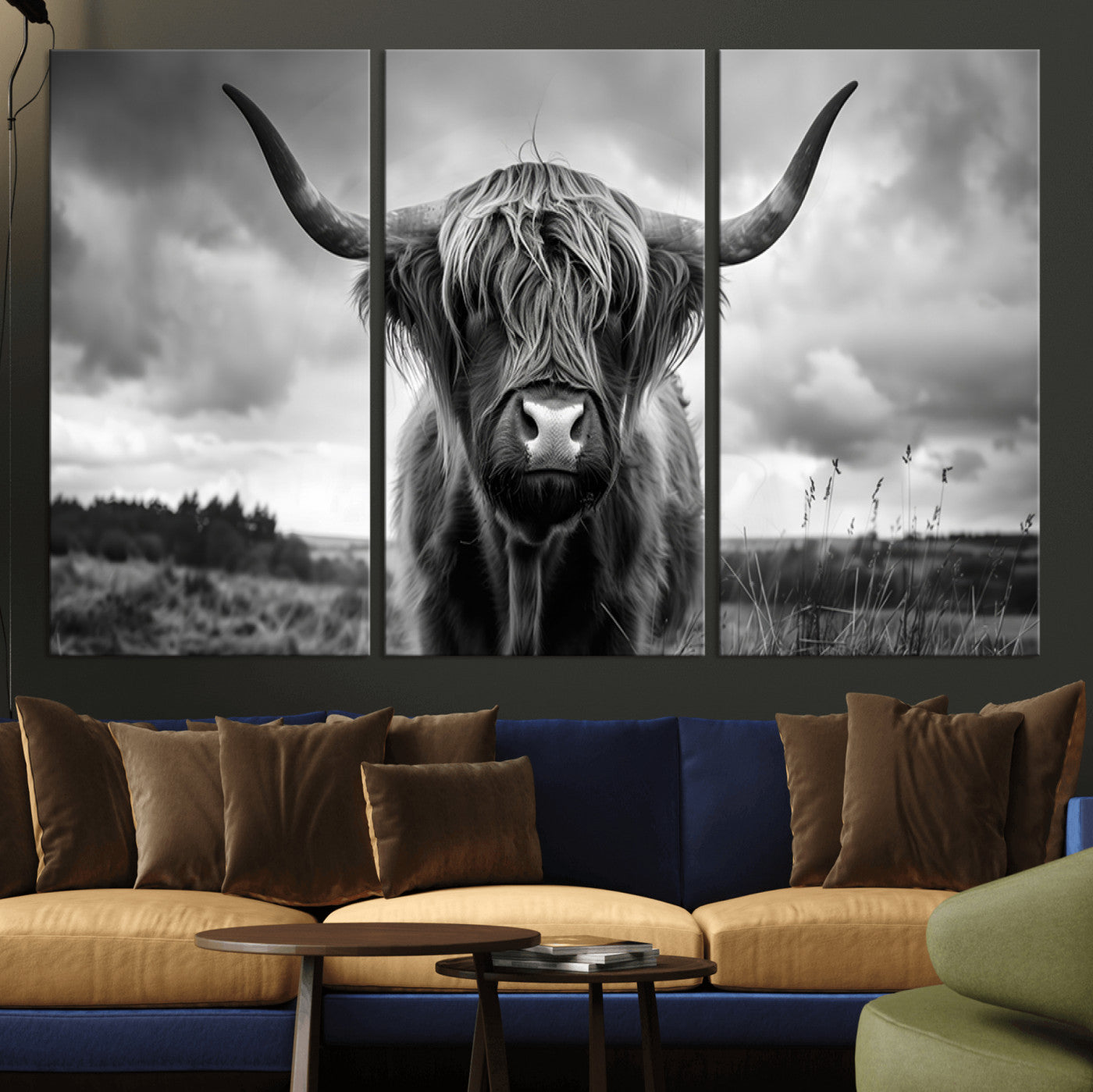 17924-MGV-CV-36X24-Scottish Cow Wall Art Canvas Print | Longhorn Wall Art | Bighorn Animal Wall Art