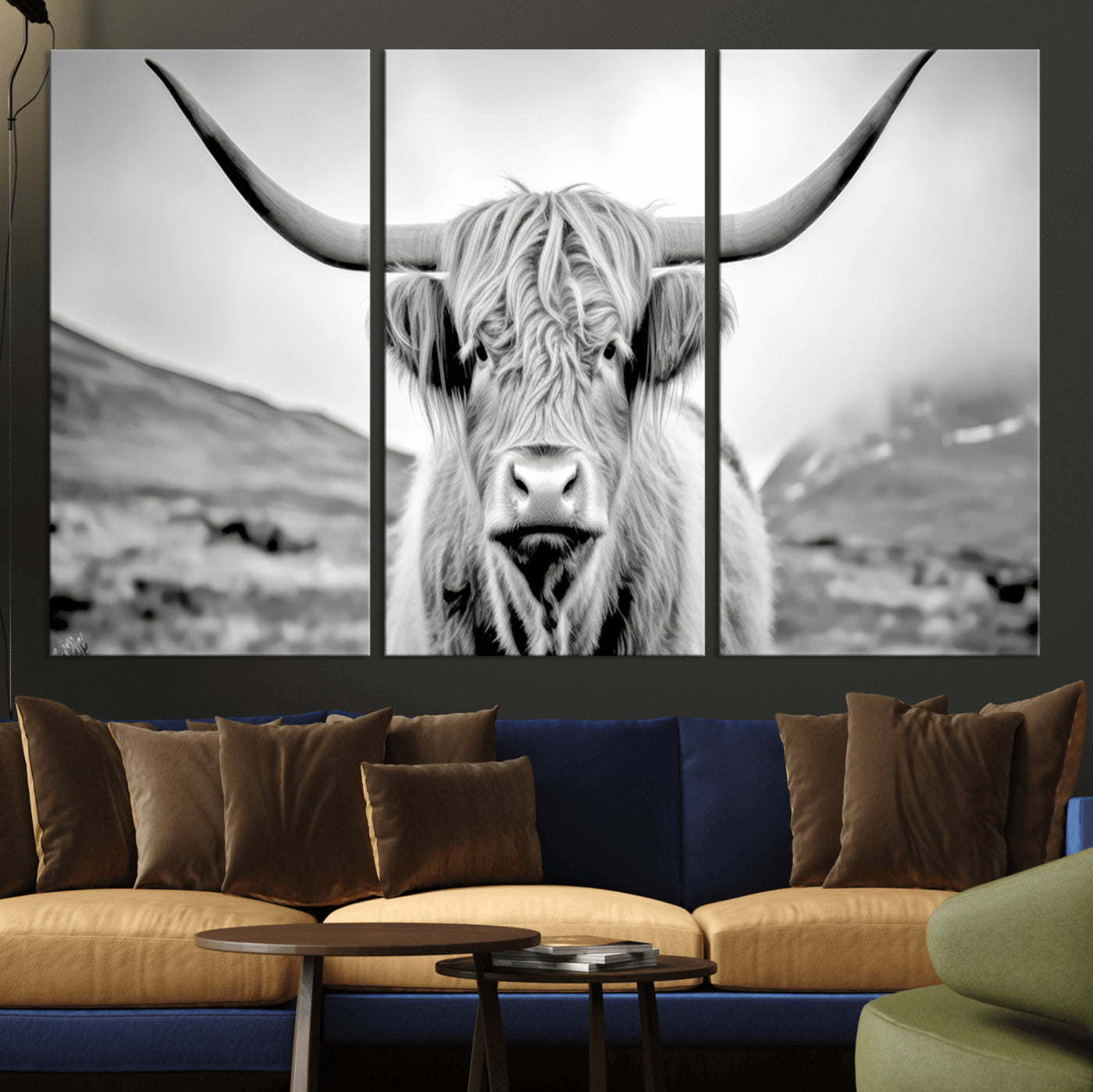 MGV-CV-48X32-3P - Scottish Cow Wall Art Canvas Print