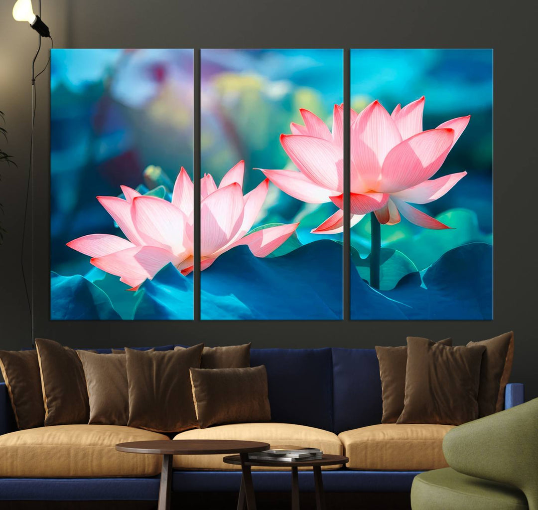 Pink Lotus Flower Canvas wall art.