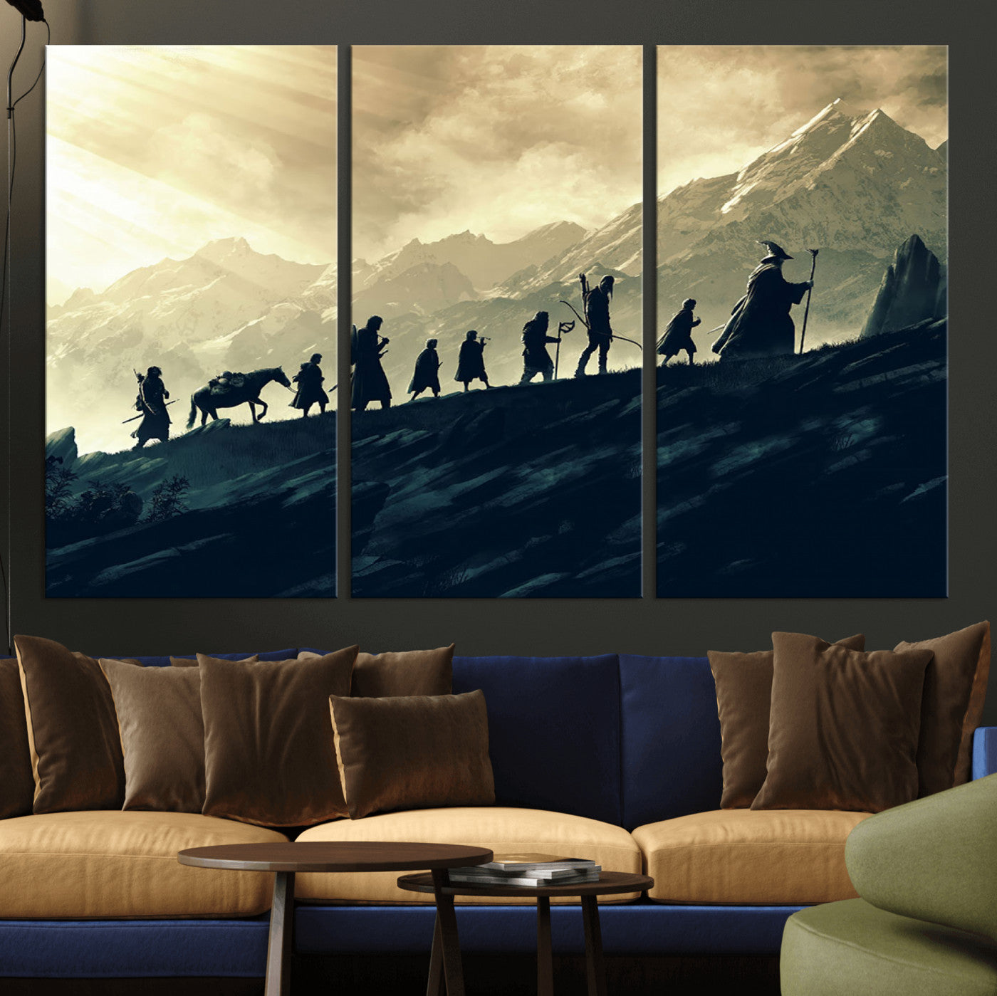 41574-MGV-CV-36X24-Lord of the Rings Silhouette Wall Art Capturing the Epic Quest Through Middle-Earth - The