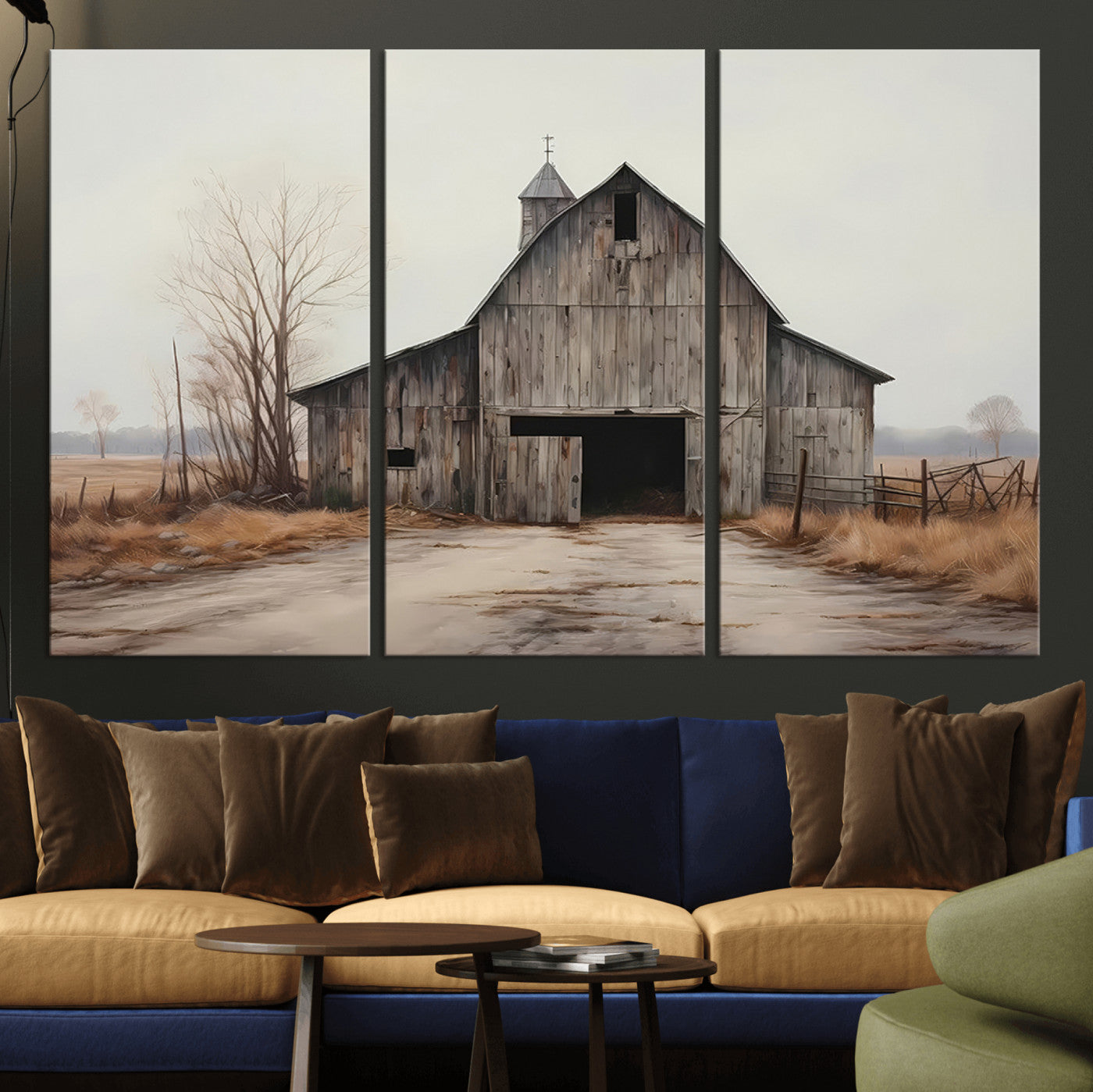 MGV-CV-48X32-3P - Farmhouse Rustic Barn Wall Art Canvas Print – Framed and Ready to Hang – Perfect Addition to Farmhouse Wall Décor