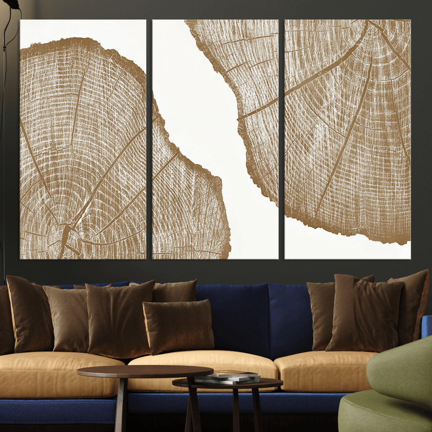 -Rustic Brown Tree Ring Wall Art Canvas Print – Framed and Ready to Hang – Elegant Nature-Inspired