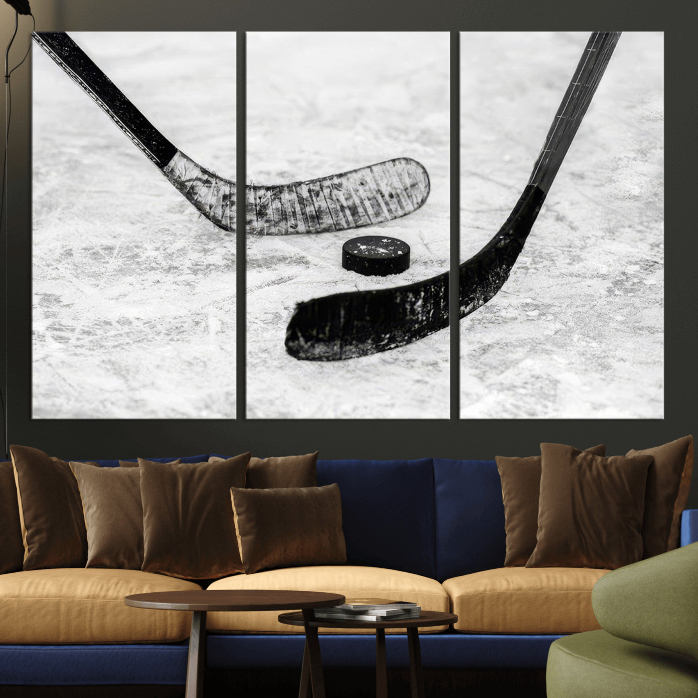 MGV-CV-48X32-3P - Winter Ice Hockey Sport Canvas Wall Art Print - Hockey Wall Art Print