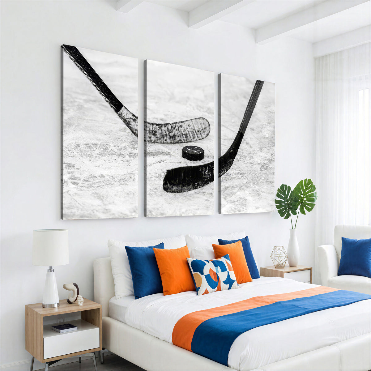 82900-MGV-CV-36X24 - Winter Ice Hockey Sport Canvas Wall Art Print, Hockey Wall Decor