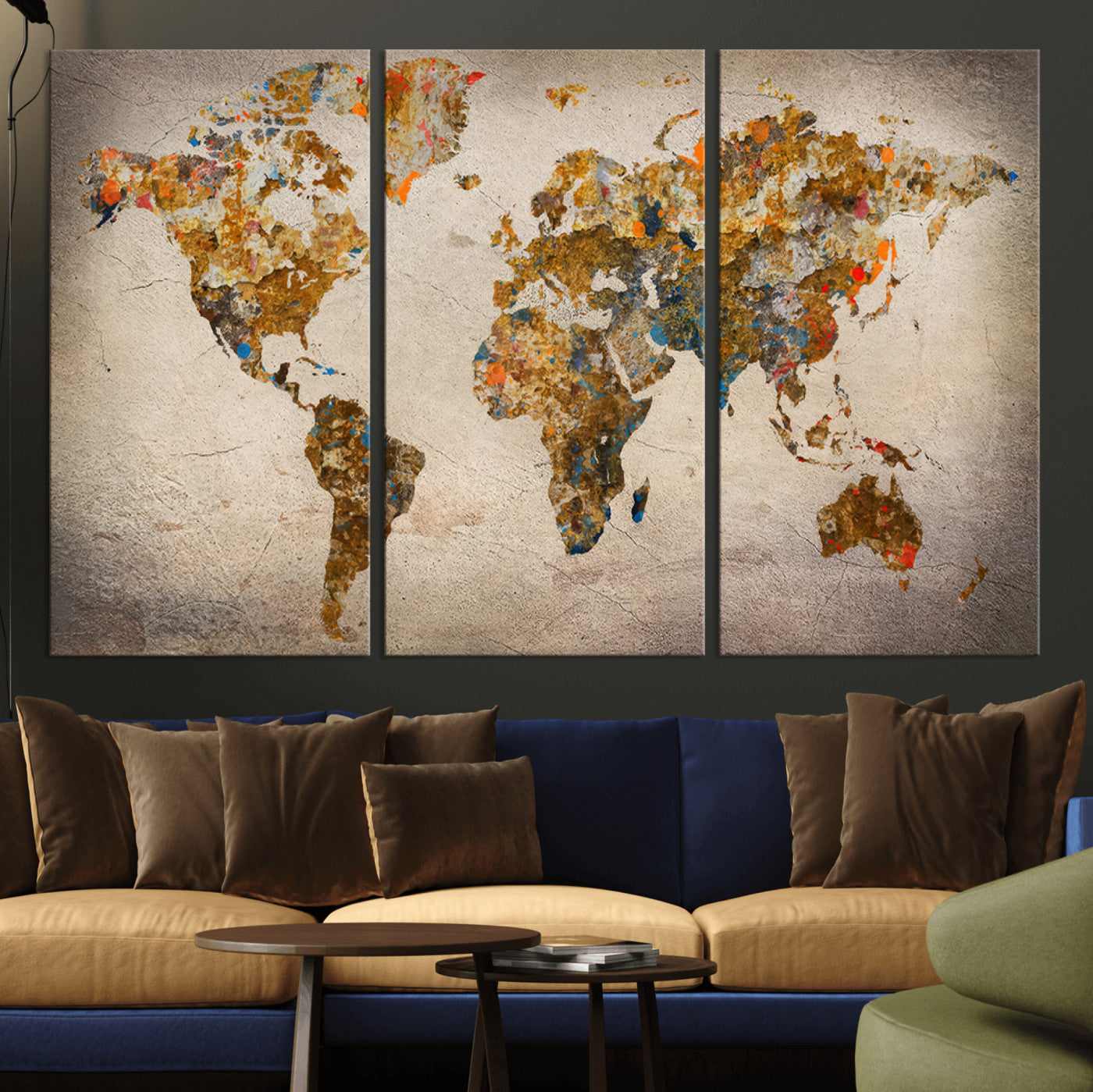 MGV-CV-48X32-3P - Push Pin World Map Canvas Print – Framed Wall Art for Couples to Track Their Travels – Anniversary