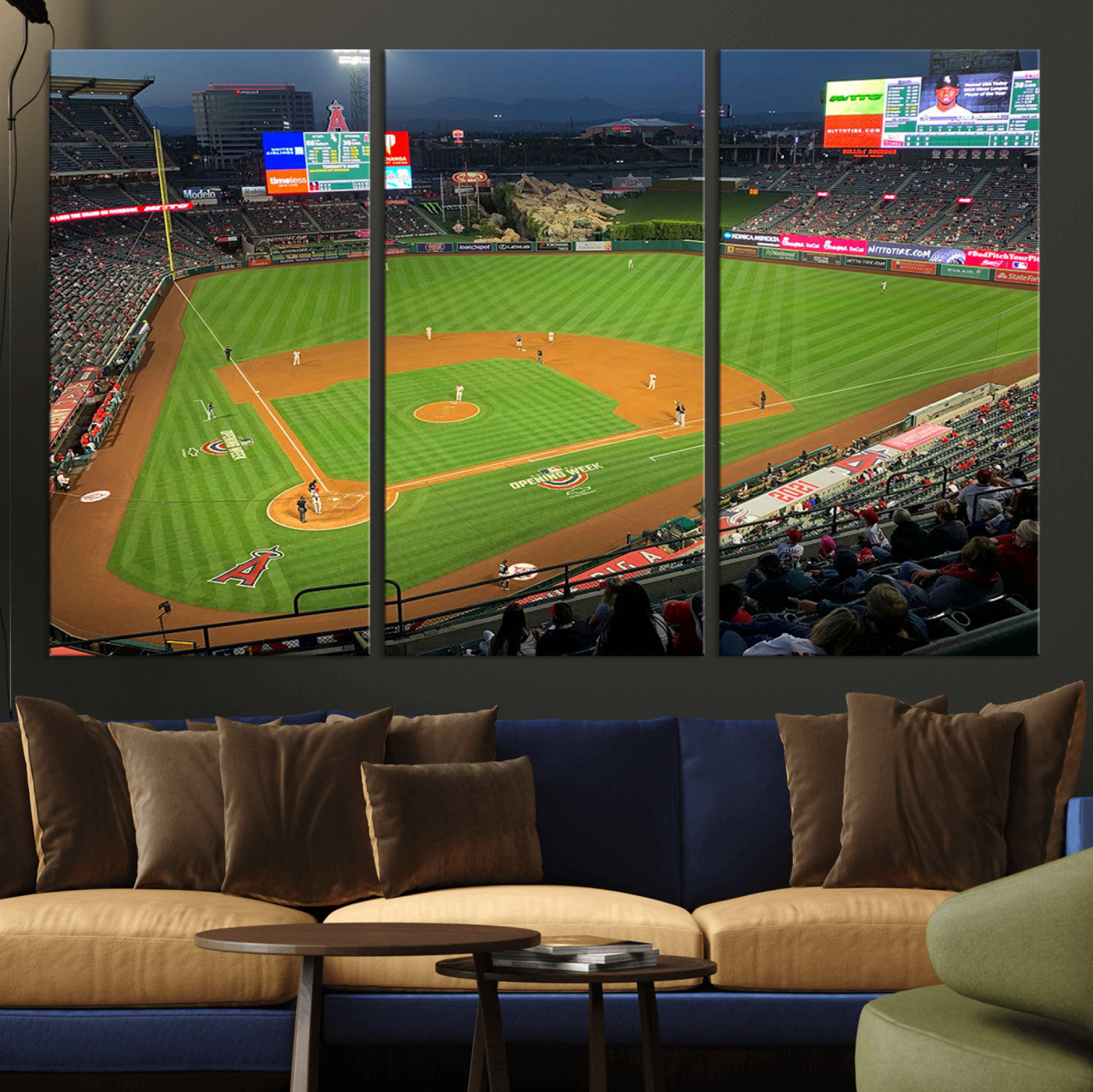 MGV-CV-48X32-3P - Angel Stadium Aerial View – Los Angeles Angels Baseball Canvas Print, Framed, Ready to Hang