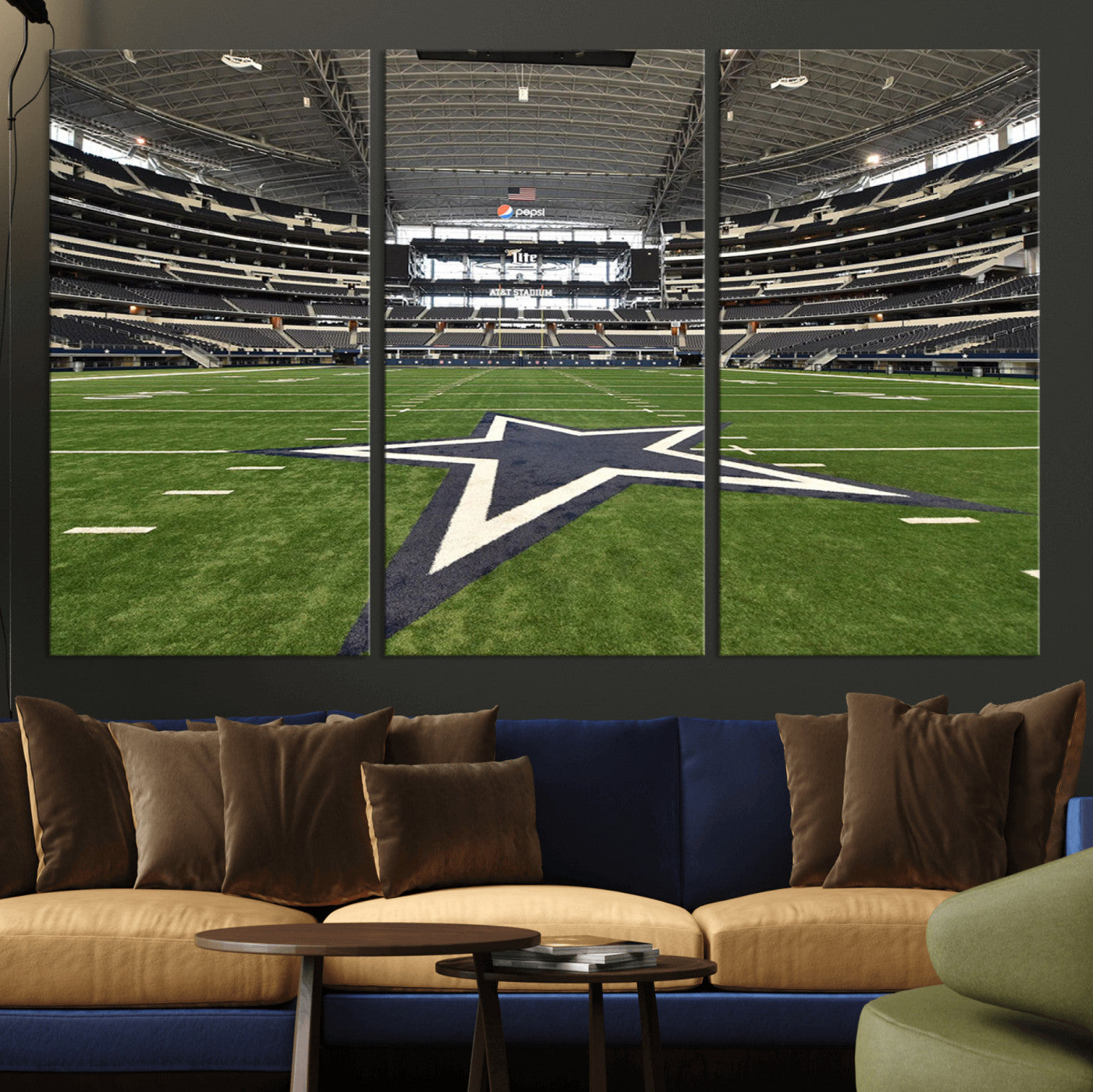 14834-MGV-CV-36X24-Dallas Cowboys Football Team Print - Arlington AT&T Stadium Wall Art Canvas Print