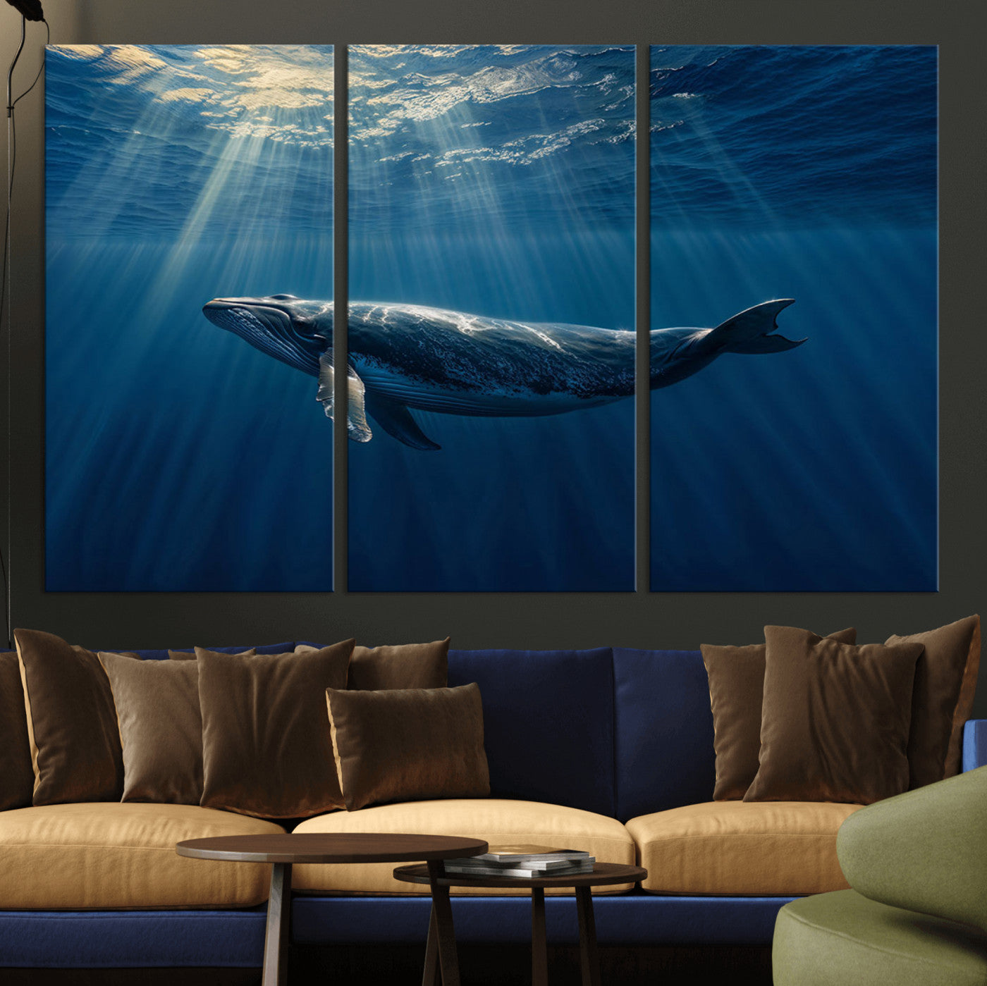-Whale under Ocean Wall Art Canvas Print