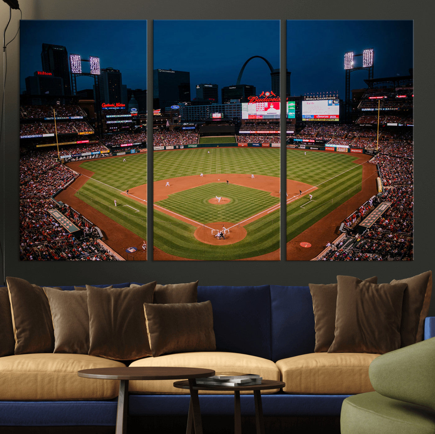 38612-MGV-CV-36X24-St. Louis Cardinals Baseball Team Print - Busch Stadium Wall Art Canvas Print