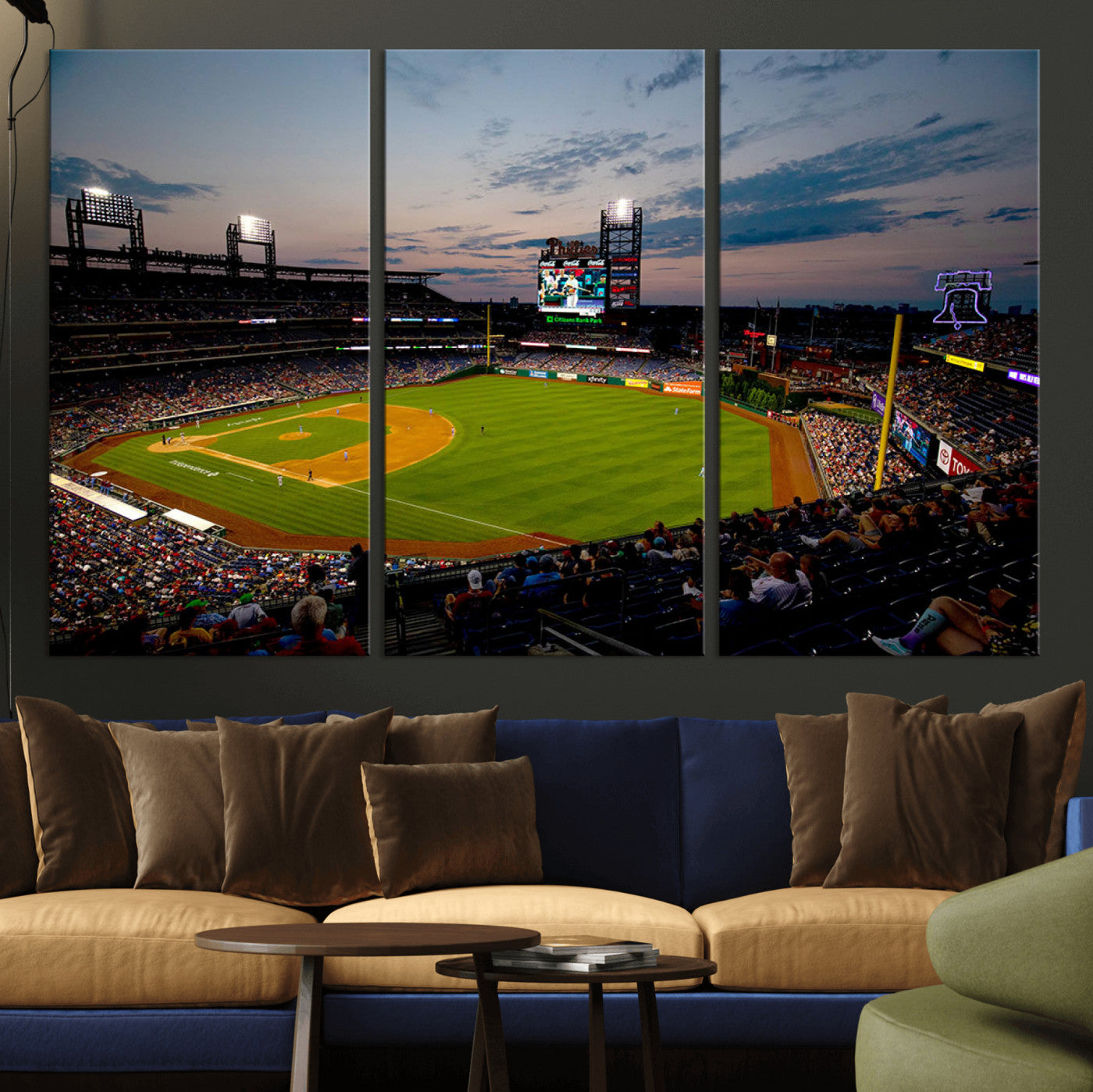 MGV-CV-48X32-3P - Philadelphia Phillies Baseball Team Print - Citizens Bank Park Stadium Wall Art Canvas Print