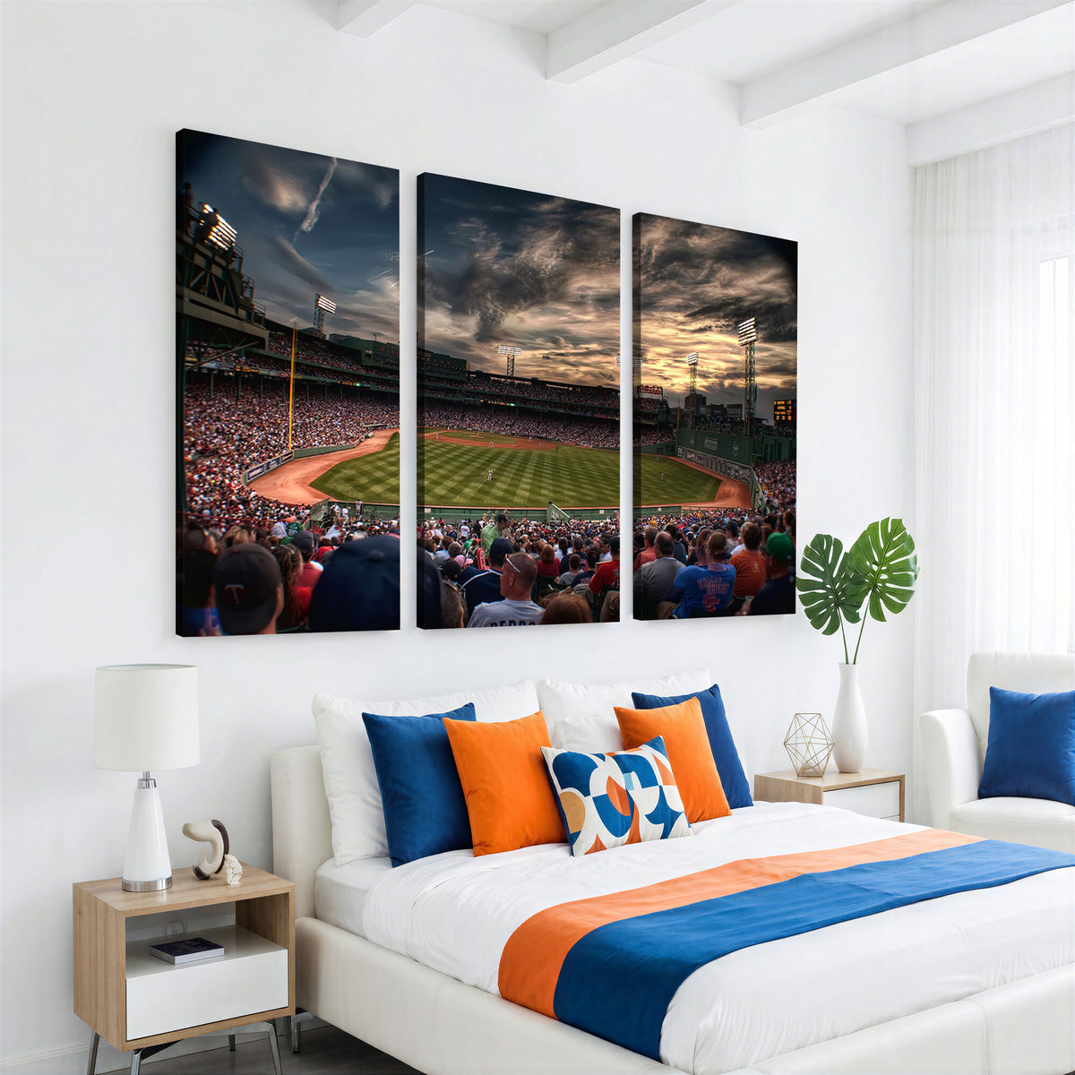 53432-MGV-CV-36X24 - Boston Red Sox Baseball Team Print, Massachusetts Fenway Park Stadium Wall Art Canvas Print