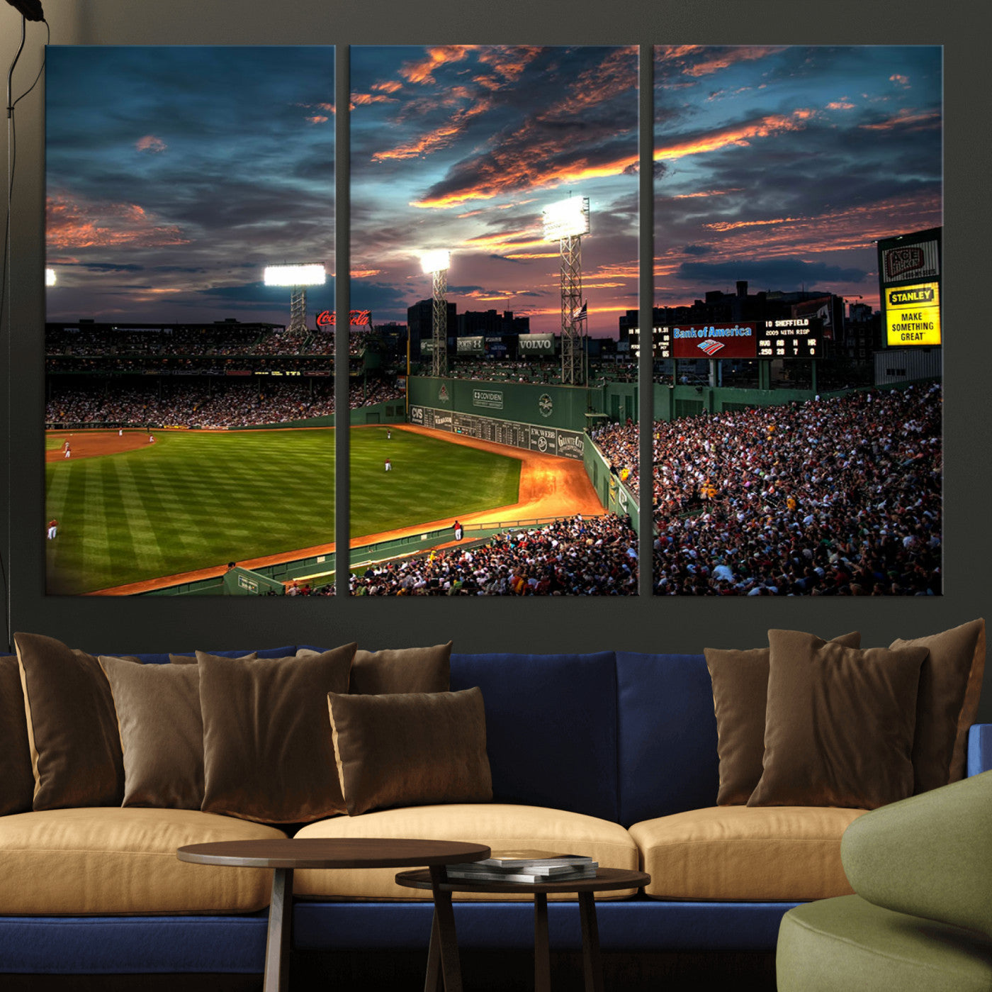 66781-MGV-CV-36X24-Fenway Park Wall Art Canvas Print | Large Baseball Stadium Canvas Print for Boston Red Sox Fans |