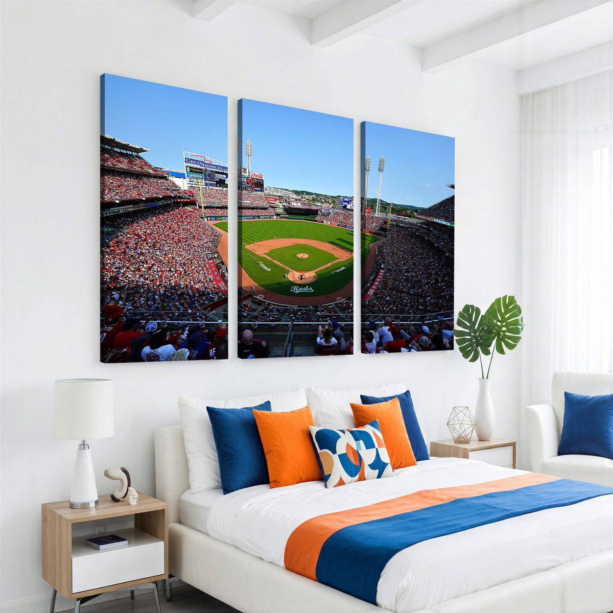 90998-MGV-CV-36X24 - Cincinnati Reds Baseball Canvas Print | Great American Ball Park Stadium Wall Art