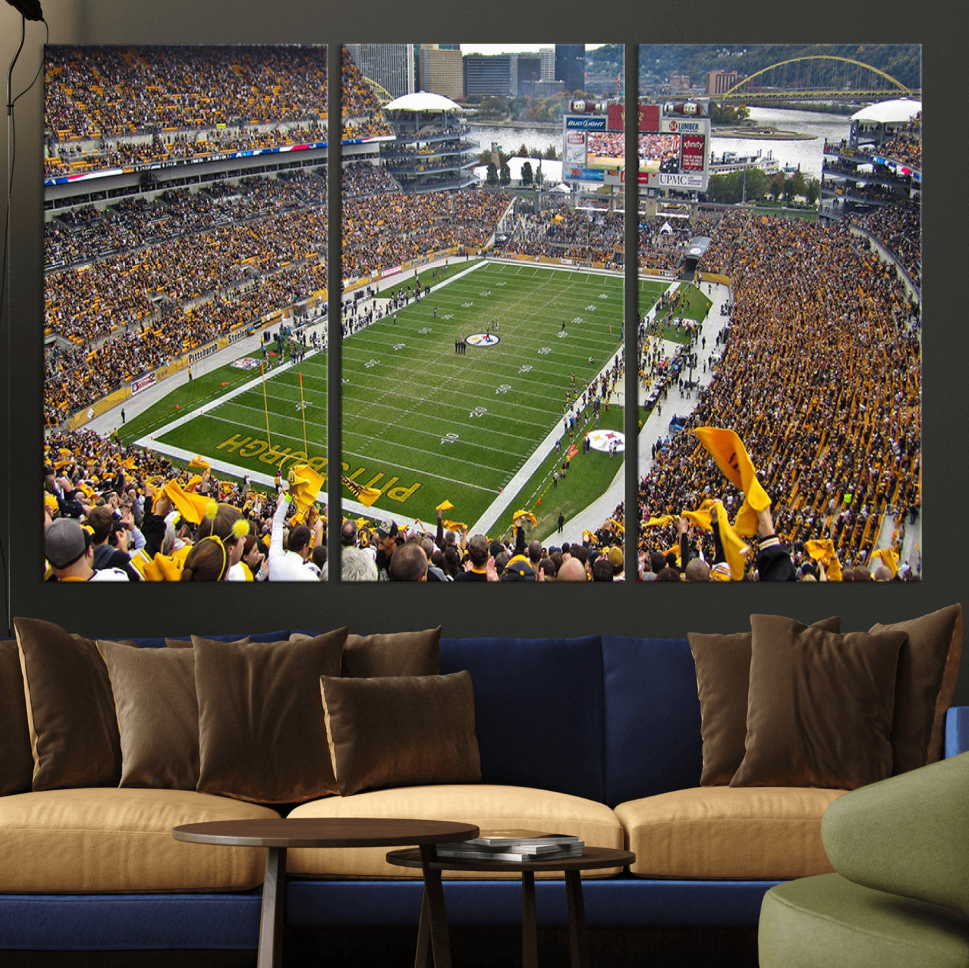 MGV-CV-48X32-3P - Pittsburgh Steelers Football Team Print - Pittsburgh Heinz Field Stadium Wall Art Canvas Print