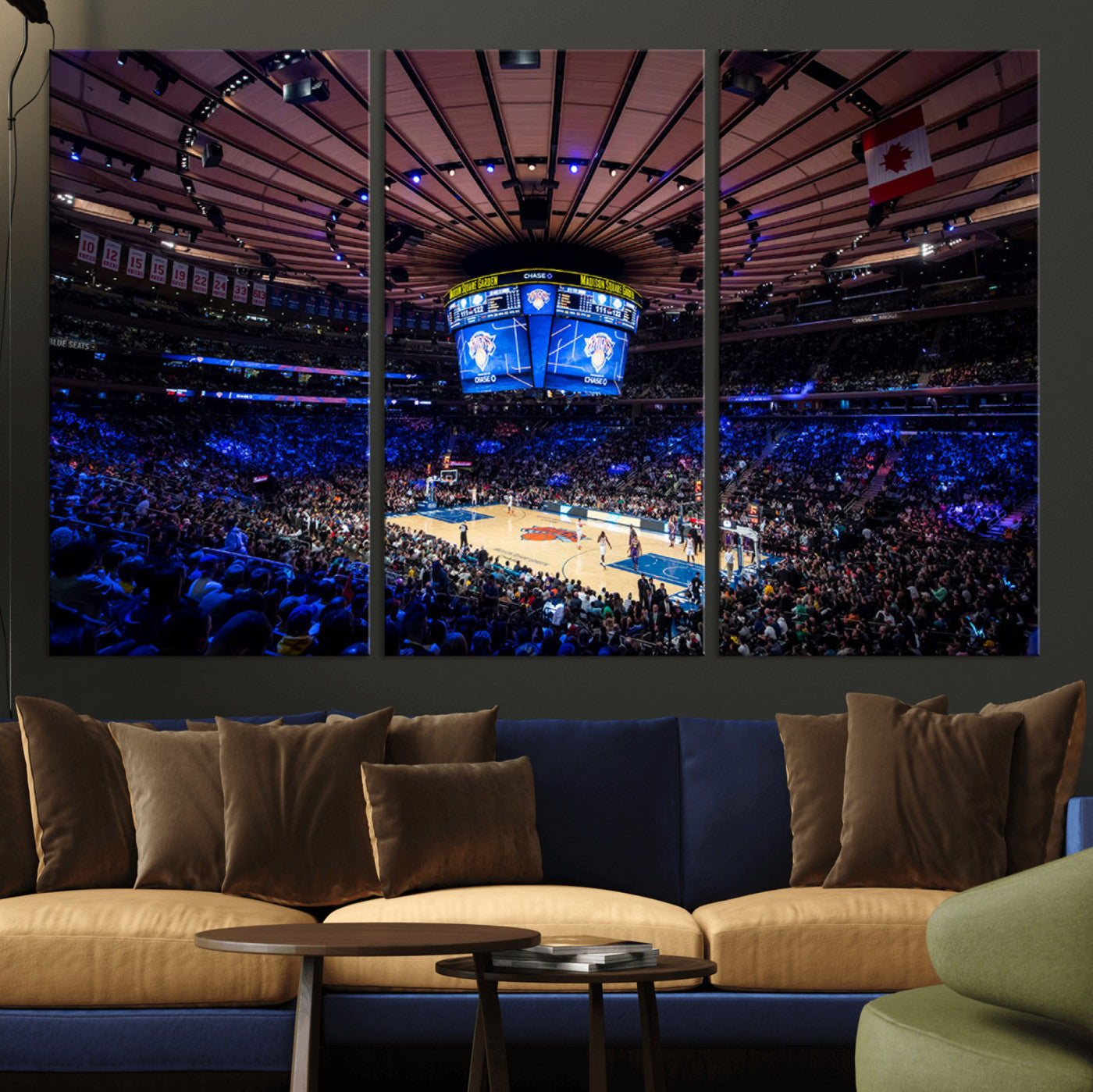 20491-MGV-CV-36X24-Madison Square Garden Basketball Print Canvas- Madison Square Garden Basketball Game Triple Canvas