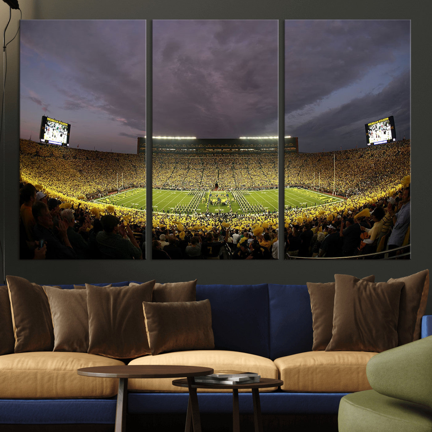 MGV-CV-48X32-3P - Michigan Wolverines Football Team Print - Michigan Stadium Wall Art Canvas Print