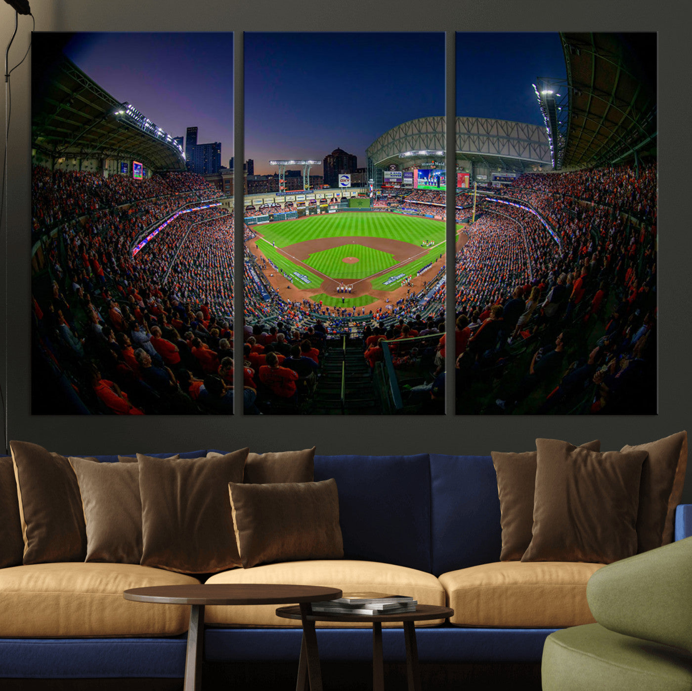 44322-MGV-CV-36X24-Houston Astros Baseball Print Canvas - Houston Minute Maid Park Stadium Wall Art Canvas Print